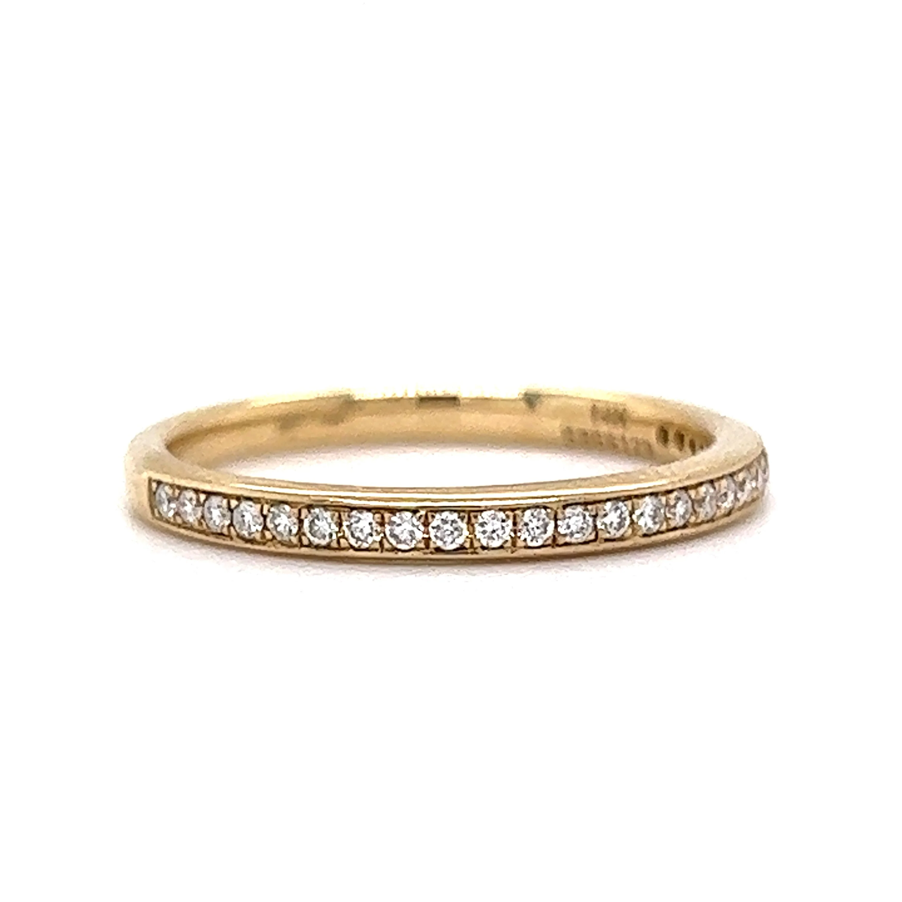 .17 Thin Channel Set Diamond Wedding Band in 14k Yellow Gold - Image 3