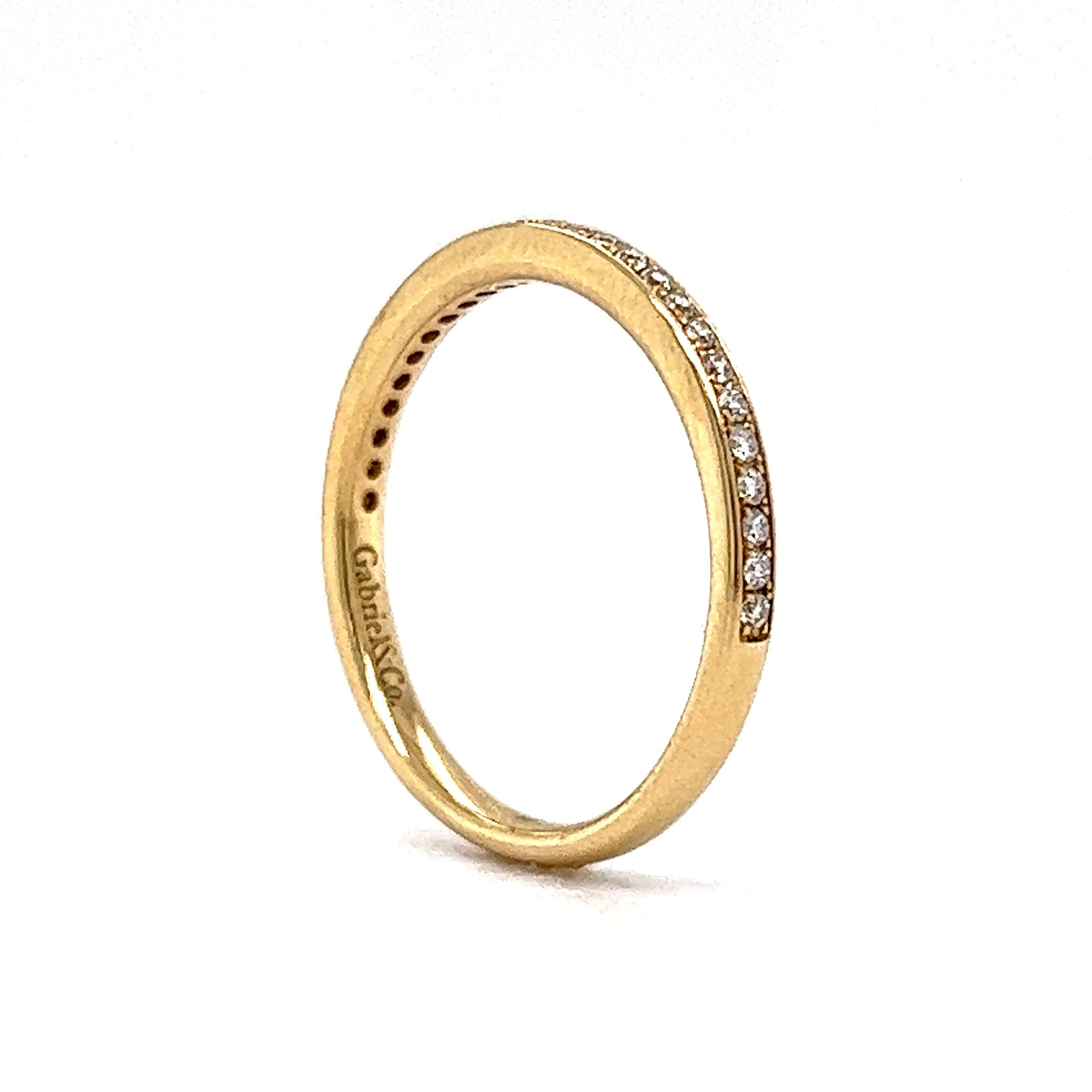 .17 Thin Channel Set Diamond Wedding Band in 14k Yellow Gold - Image 5