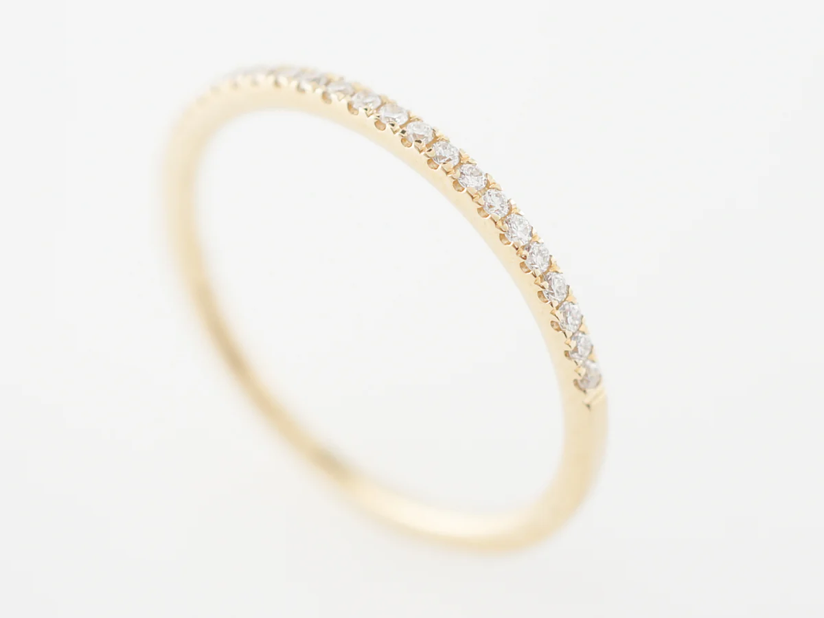 .17 Thin Wedding Band w/ Diamonds 14k Yellow Gold - Image 6