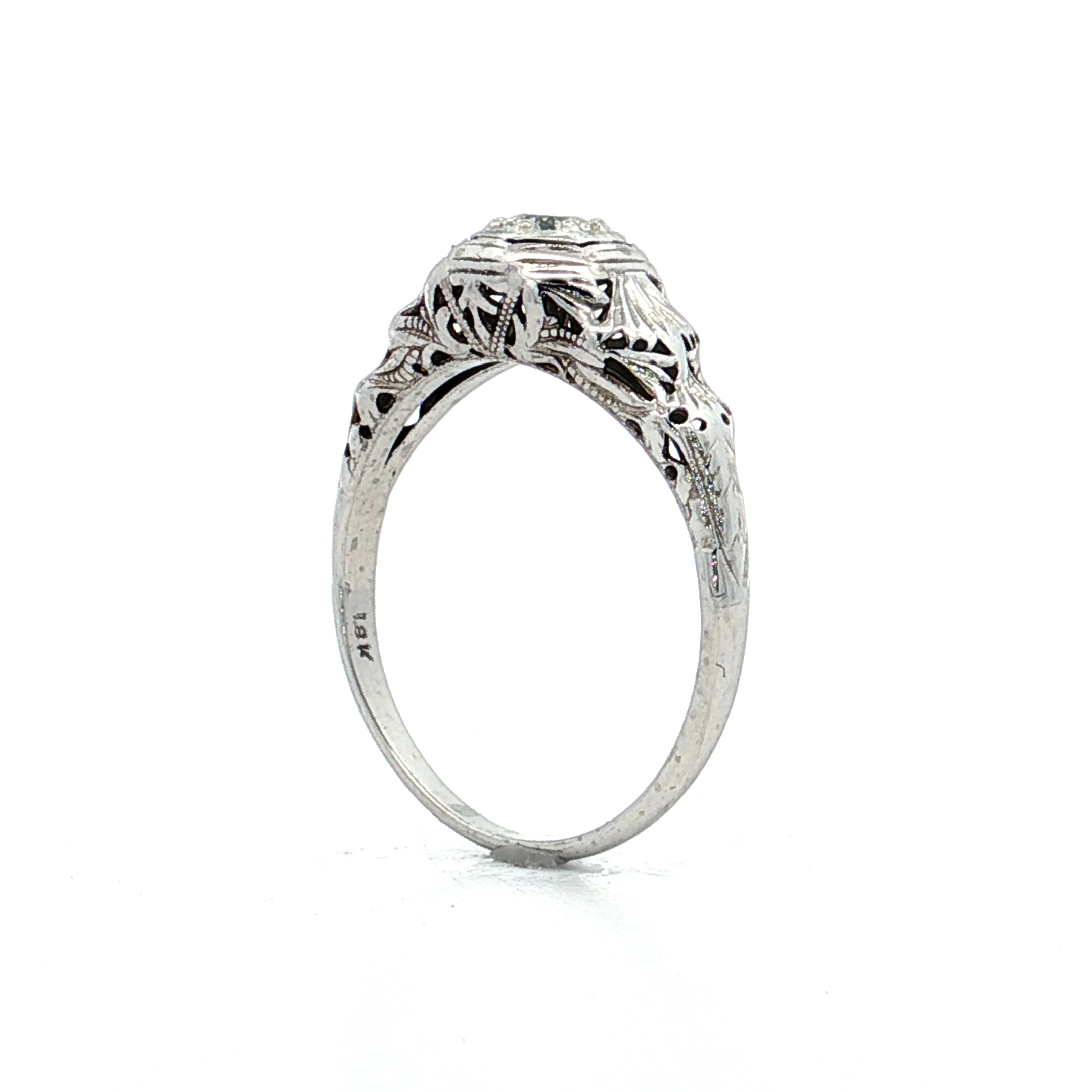 .17 Vintage European Diamond Engagement Ring 18k - Image 5