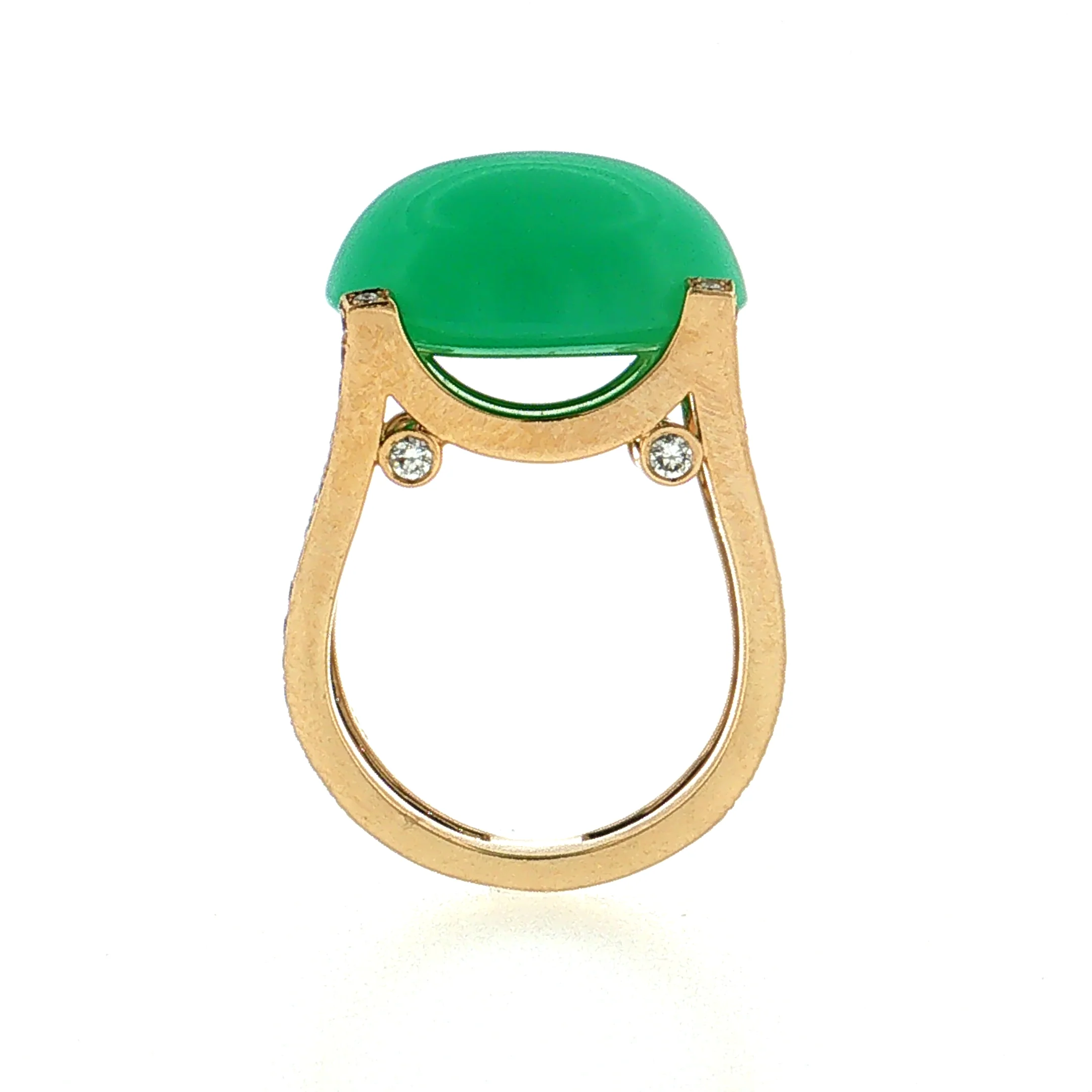 18.48 Chrysoprase Cocktail Ring 18k Yellow Gold - Image 4