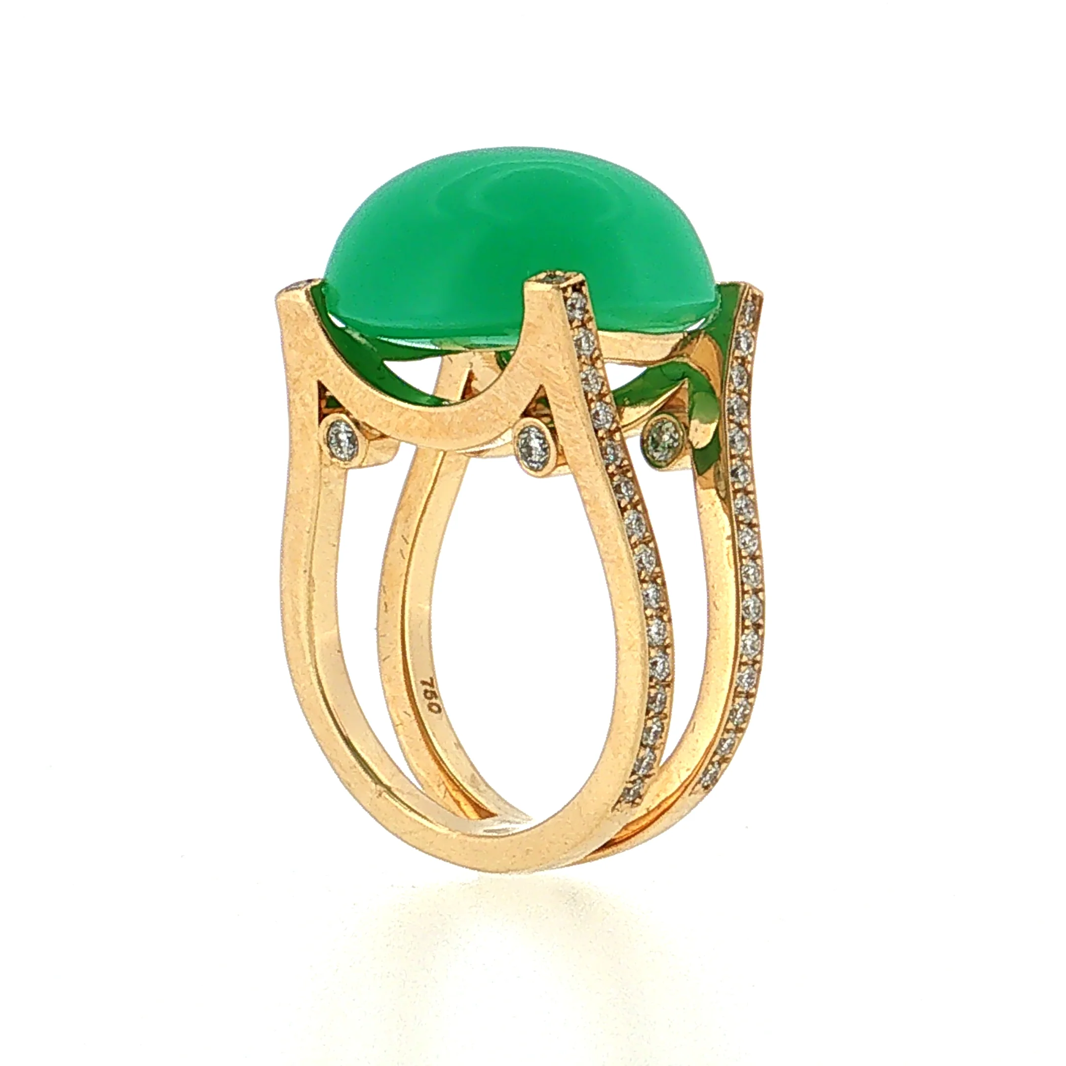 18.48 Chrysoprase Cocktail Ring 18k Yellow Gold - Image 5