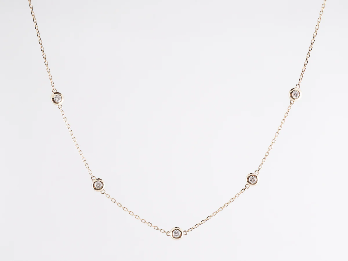 .18 Bezel Set Diamond Necklace in 14K Yellow Gold