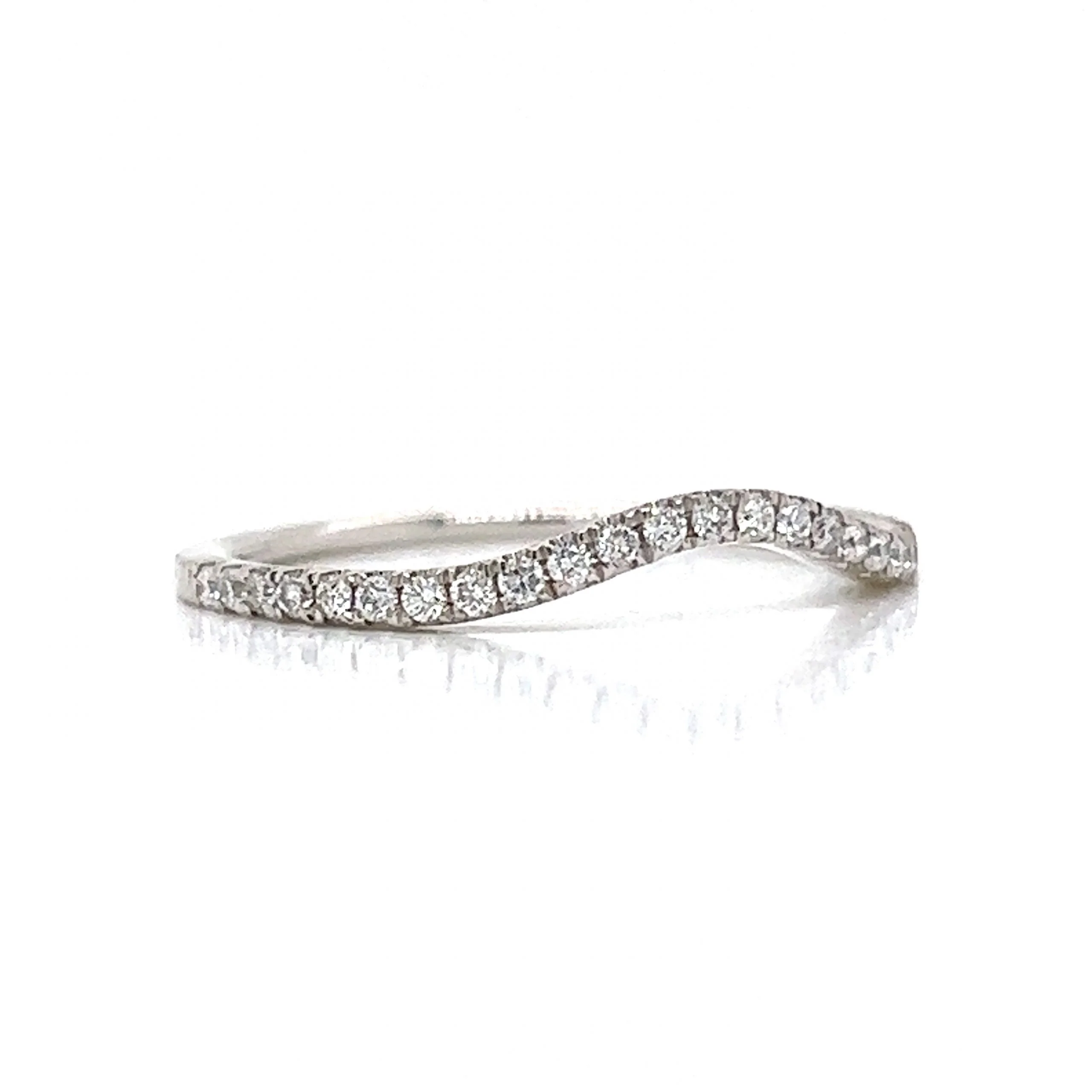 .18 Contoured Diamond Wedding Band in 14k White Gold - Image 3