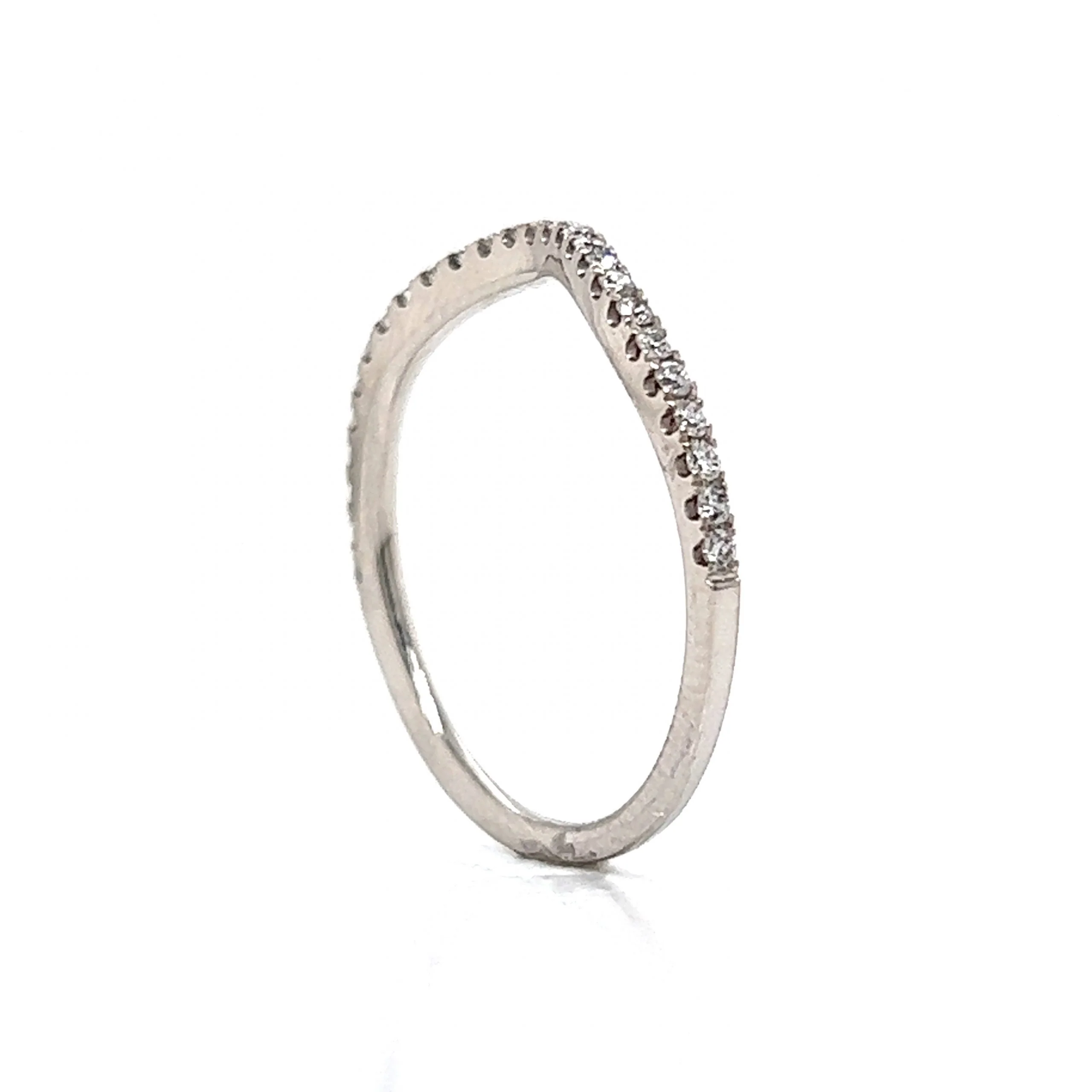 .18 Contoured Diamond Wedding Band in 14k White Gold - Image 5