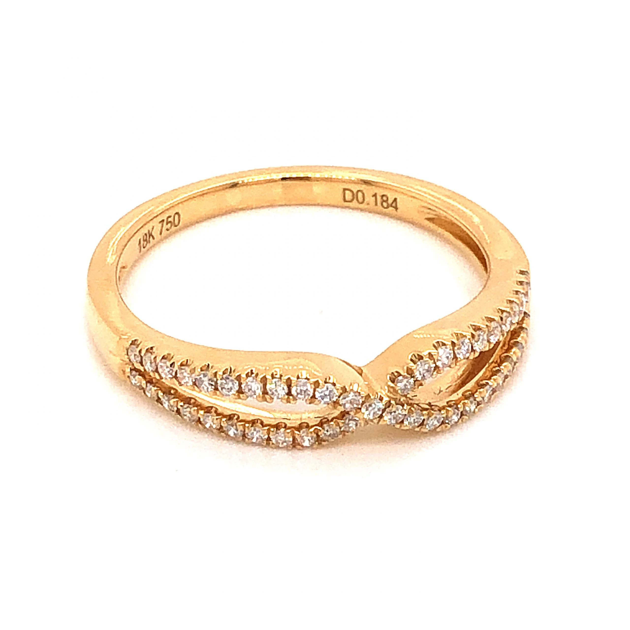 .18 Crossover Diamond Wedding Band in 18k Yellow Gold - Image 3