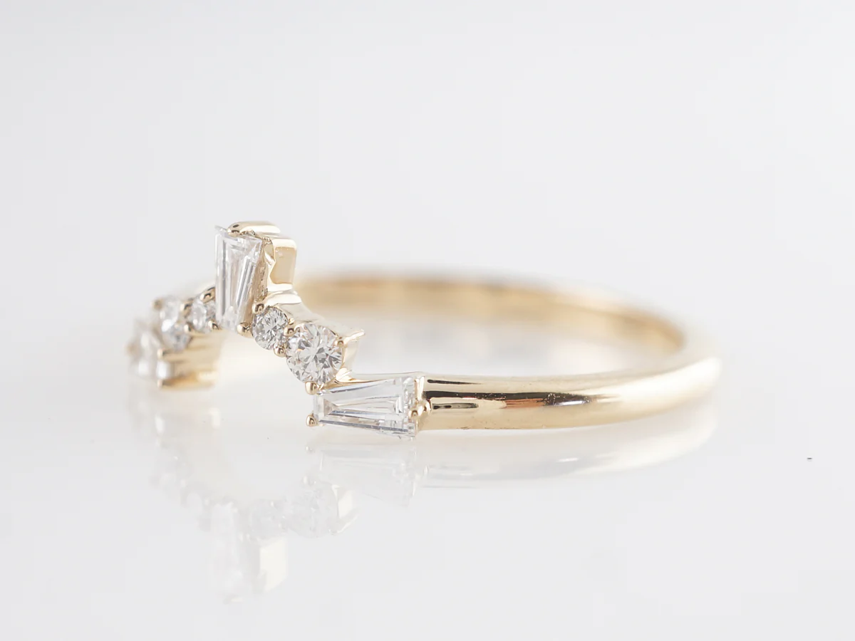 .18 Curved Diamond Wedding Band in 14k Yellow Gold - Image 2
