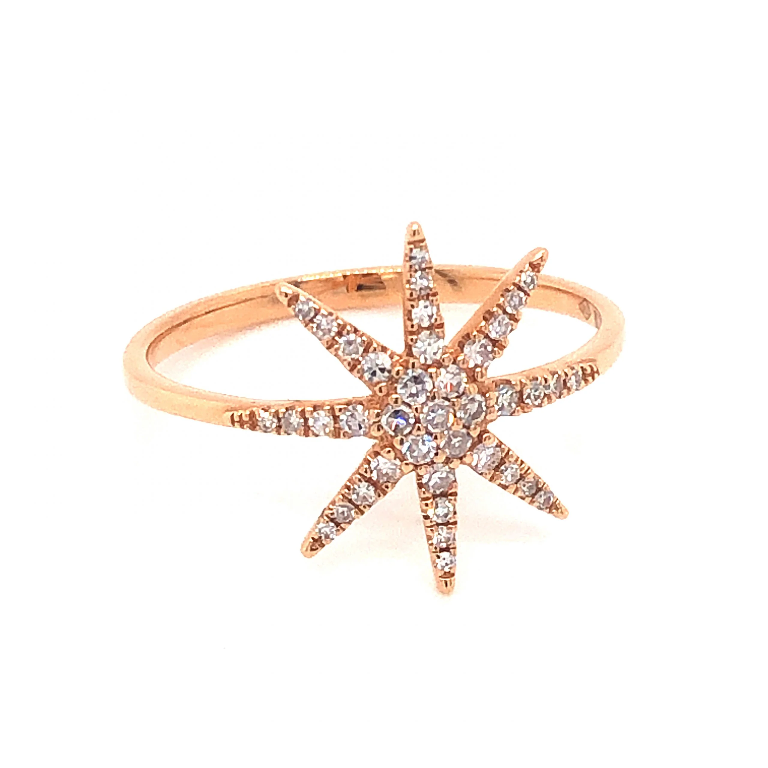 .18 Diamond Starburst Stacking Ring in 18k Rose Gold - Image 3