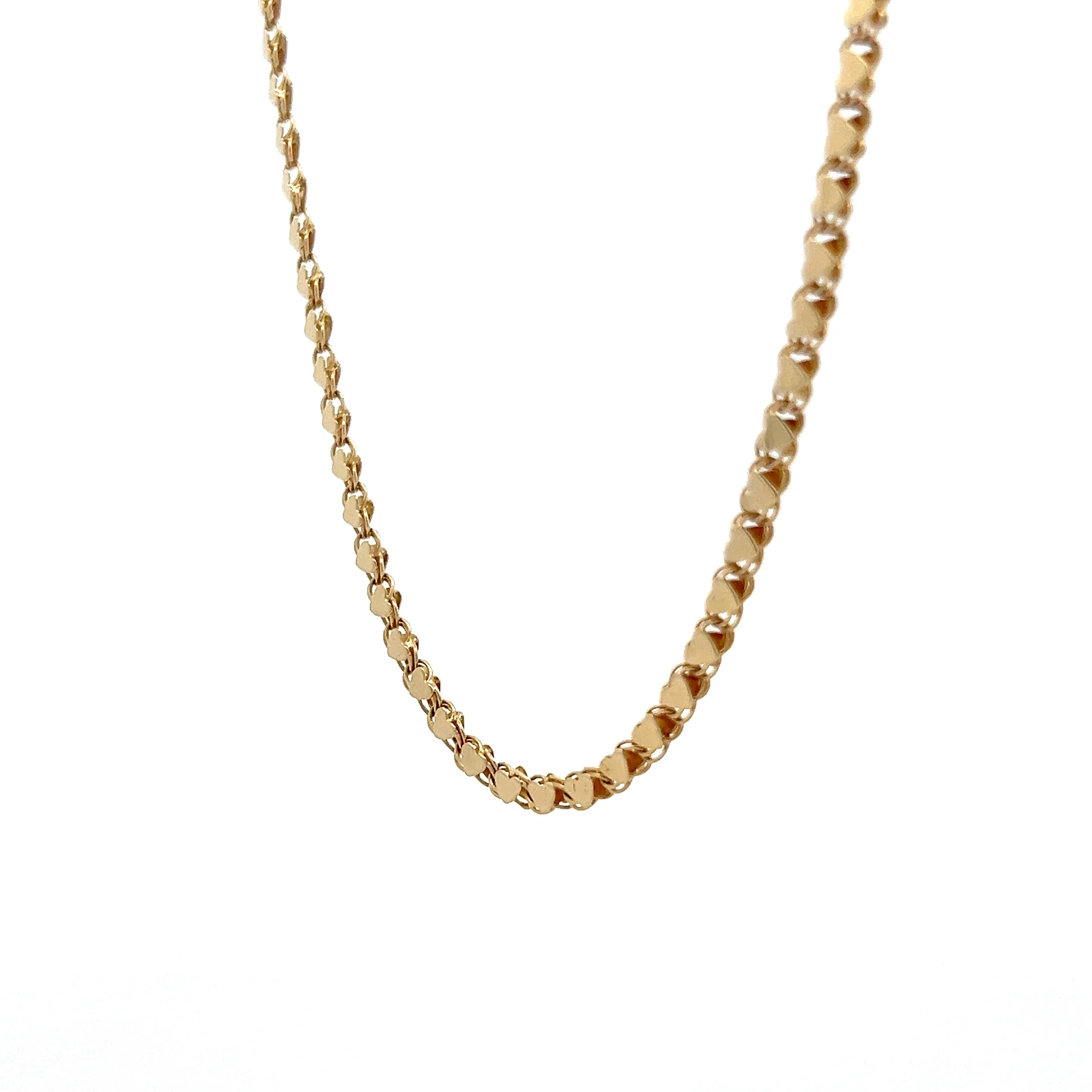 18" Heart Shaped Link Necklace in 14k Yellow Gold - Image 2
