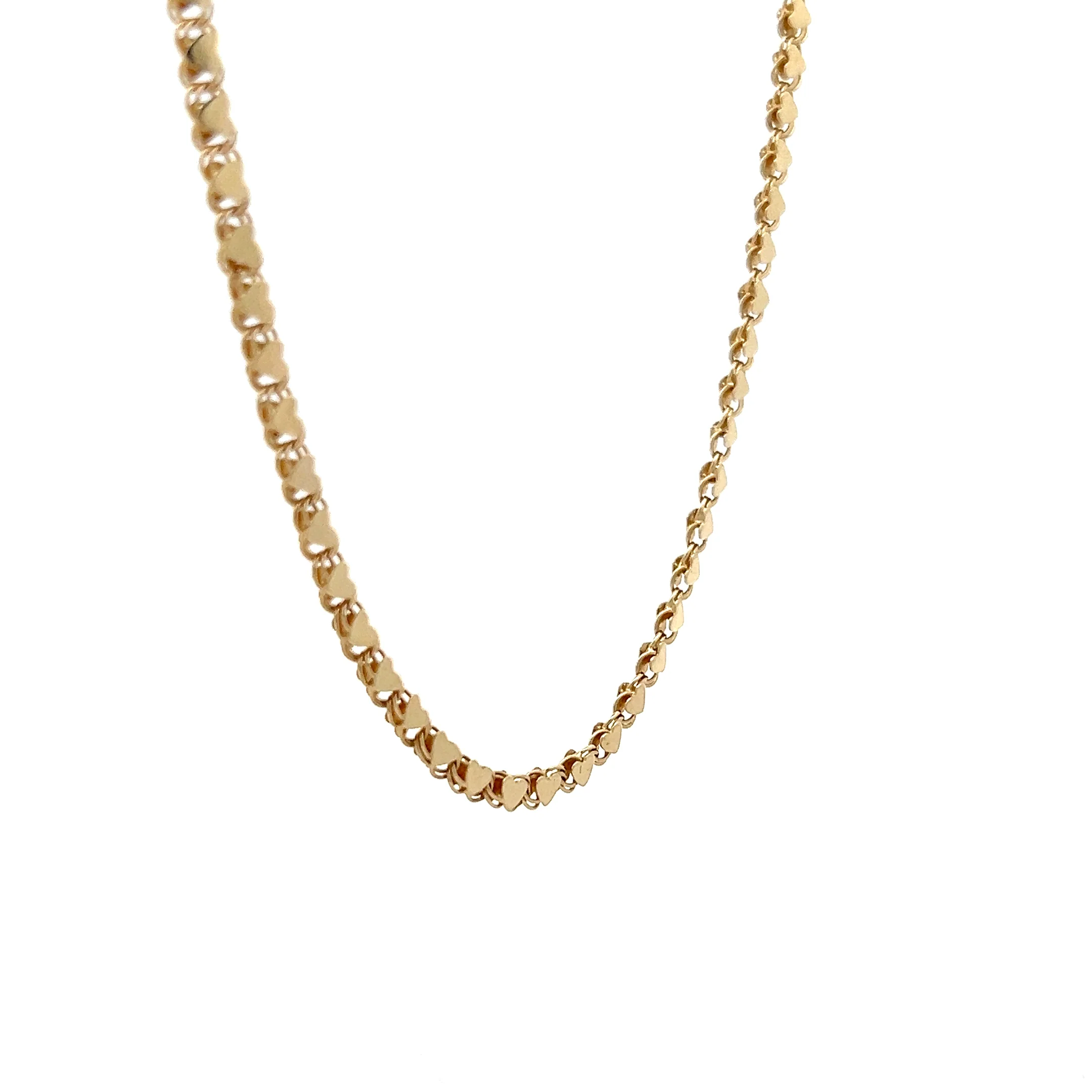 18" Heart Shaped Link Necklace in 14k Yellow Gold - Image 3