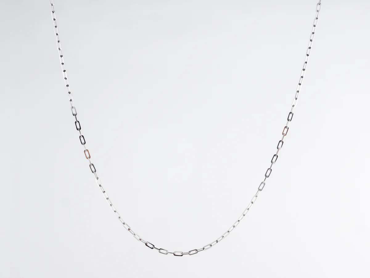 18 Inch Flat Link Chain 14k White Gold