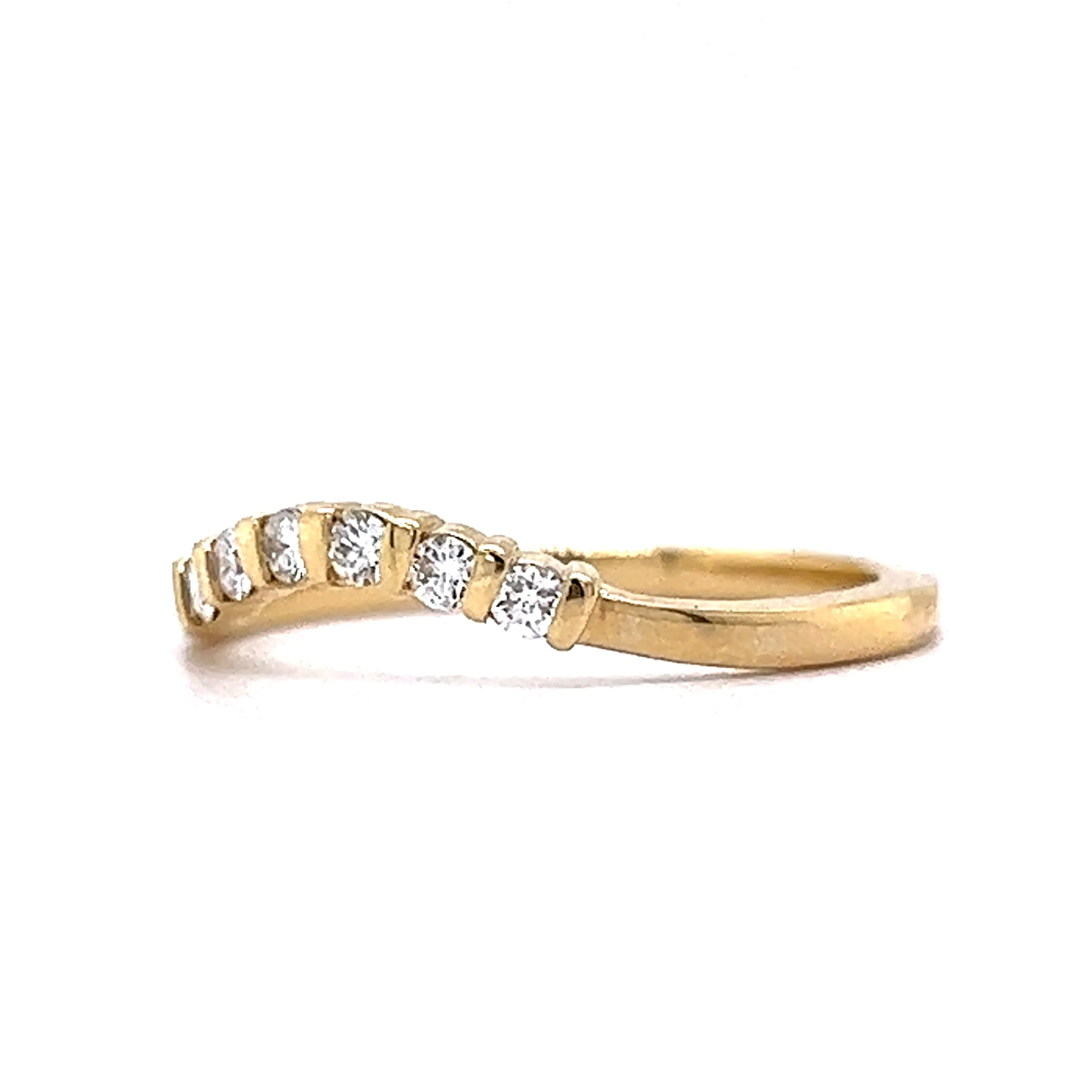 .18 Round Diamond Contoured Wedding Band in Yellow Gold - Image 2
