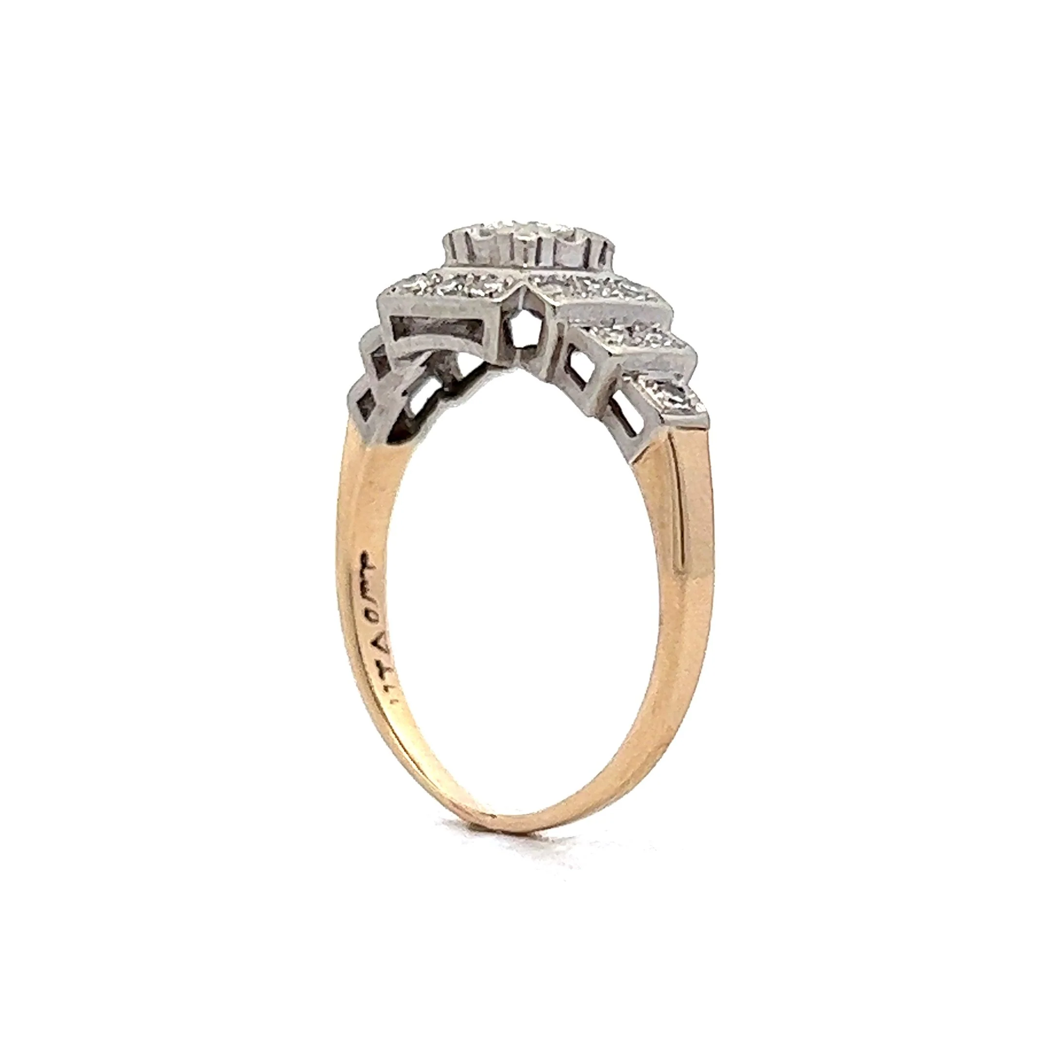 .18 Retro Step Engagement Ring in 14k Yellow & White Gold - Image 5