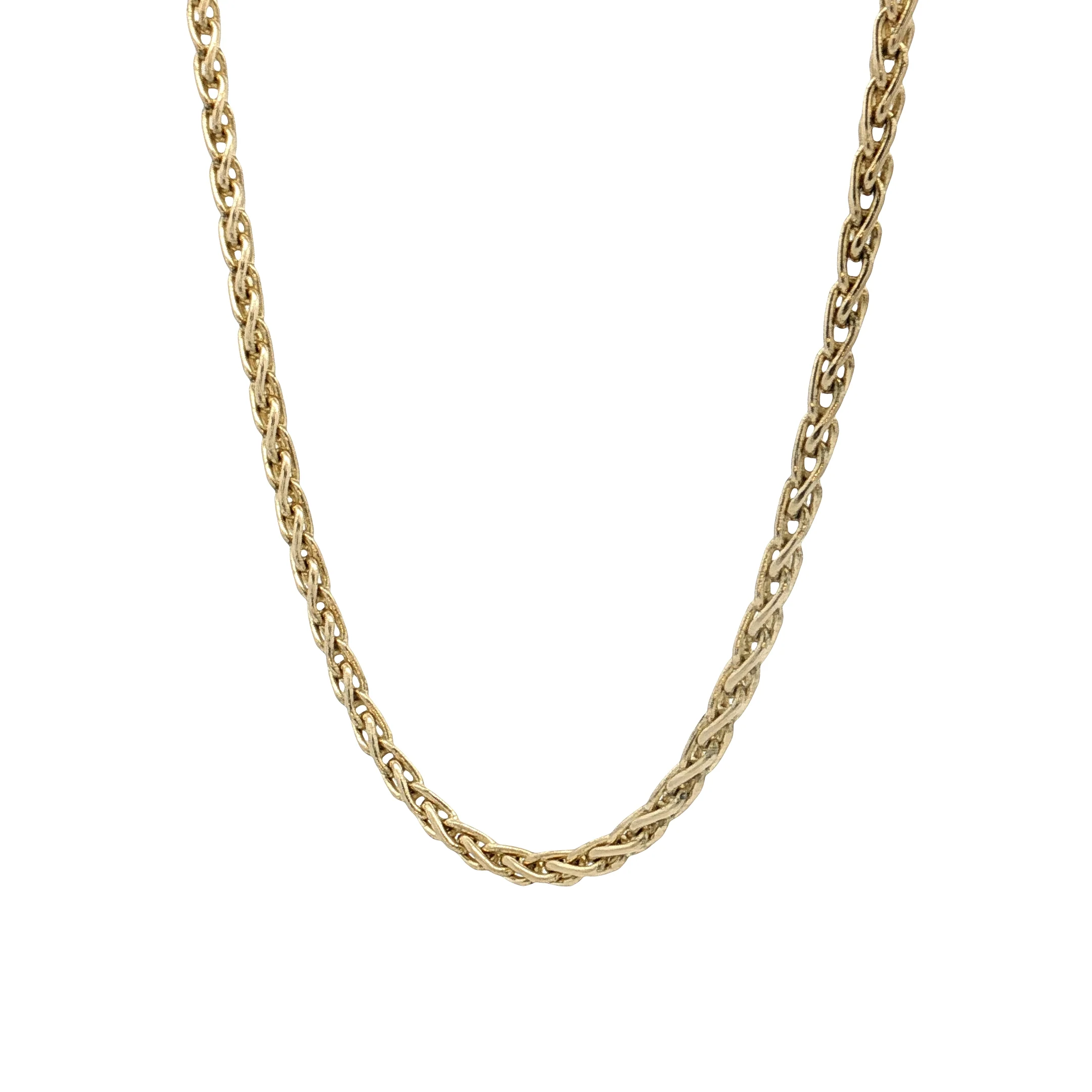 18" Textured Wheat Chain Necklace 14k Yellow Gold - Image 2
