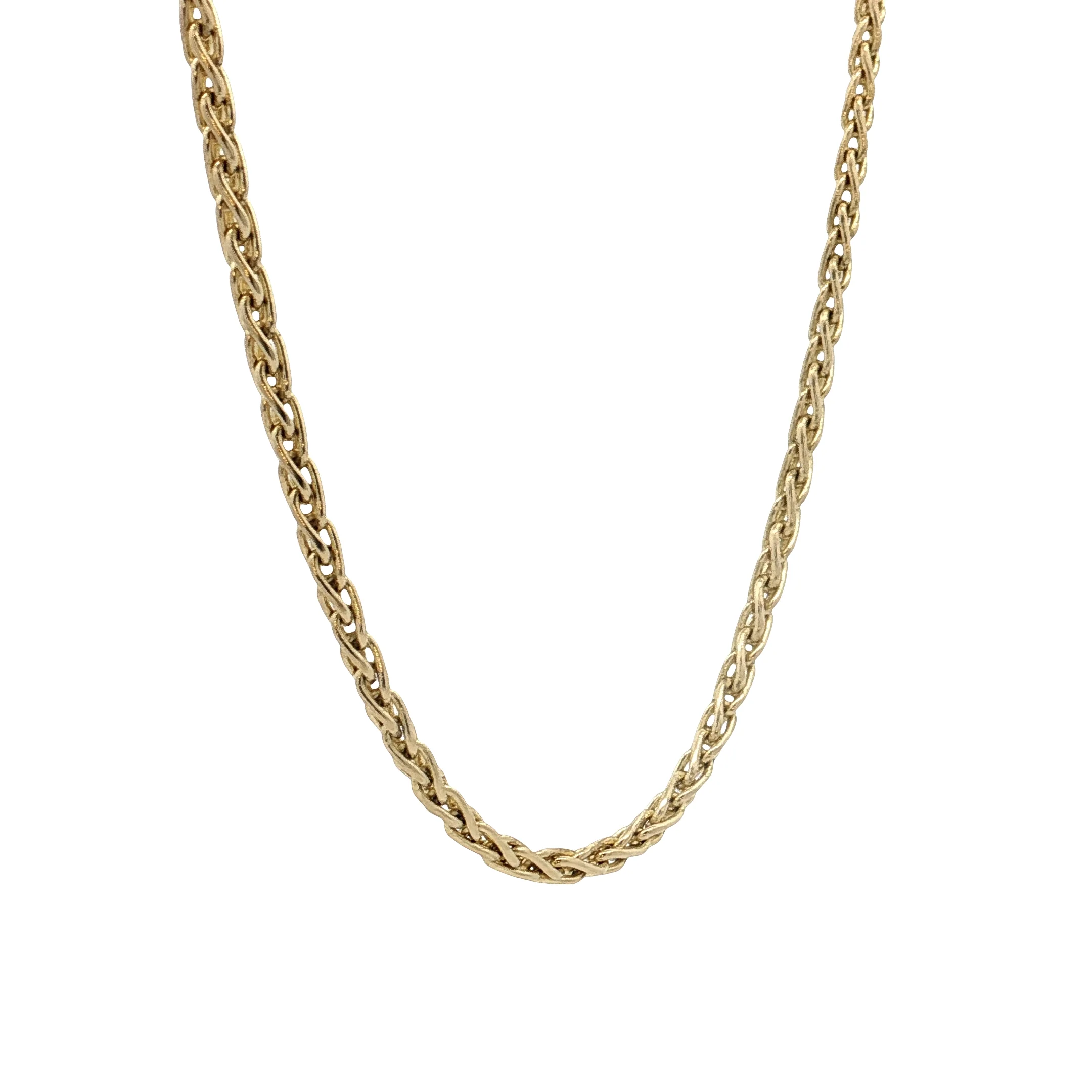 18" Textured Wheat Chain Necklace 14k Yellow Gold - Image 3