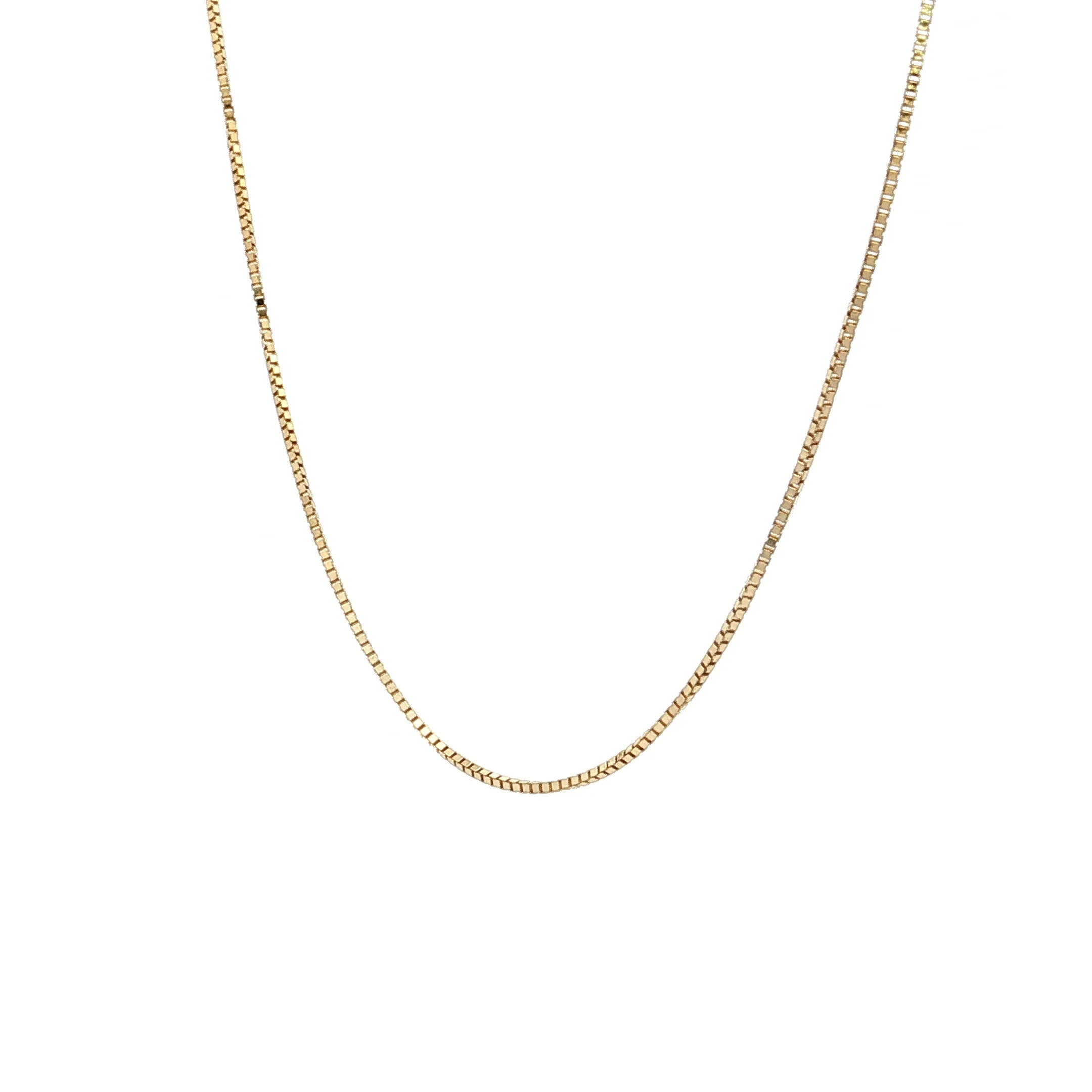 18" Thin Box Chain Necklace 14k Yellow Gold - Image 2