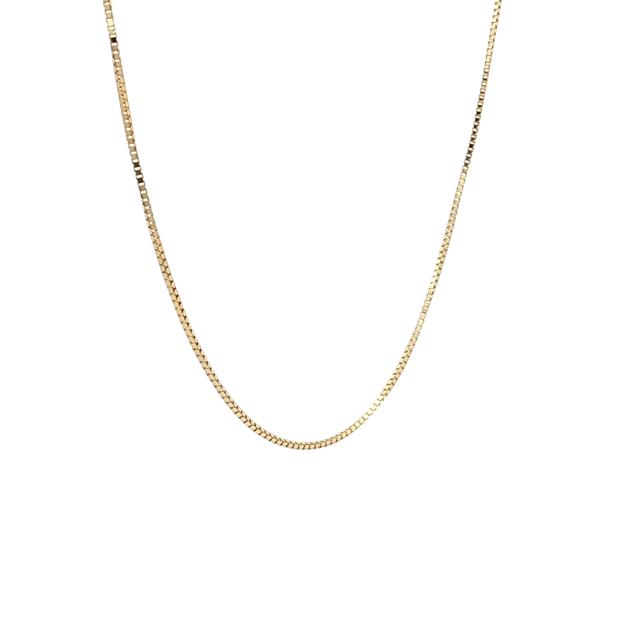 18" Thin Box Chain Necklace 14k Yellow Gold - Image 3