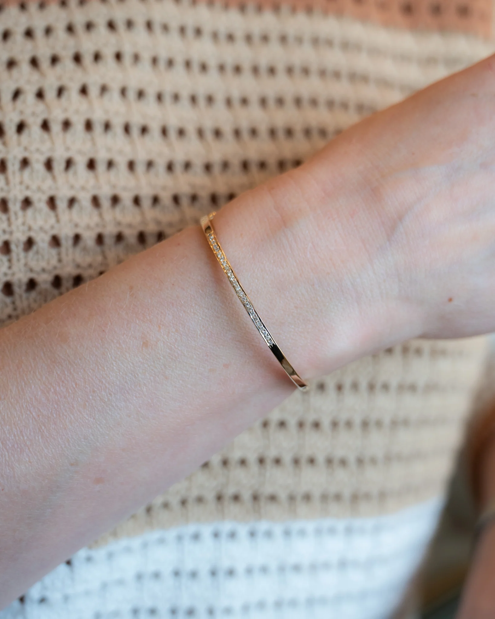 .18 Thin Diamond Bangle Bracelet in 14k - Image 6