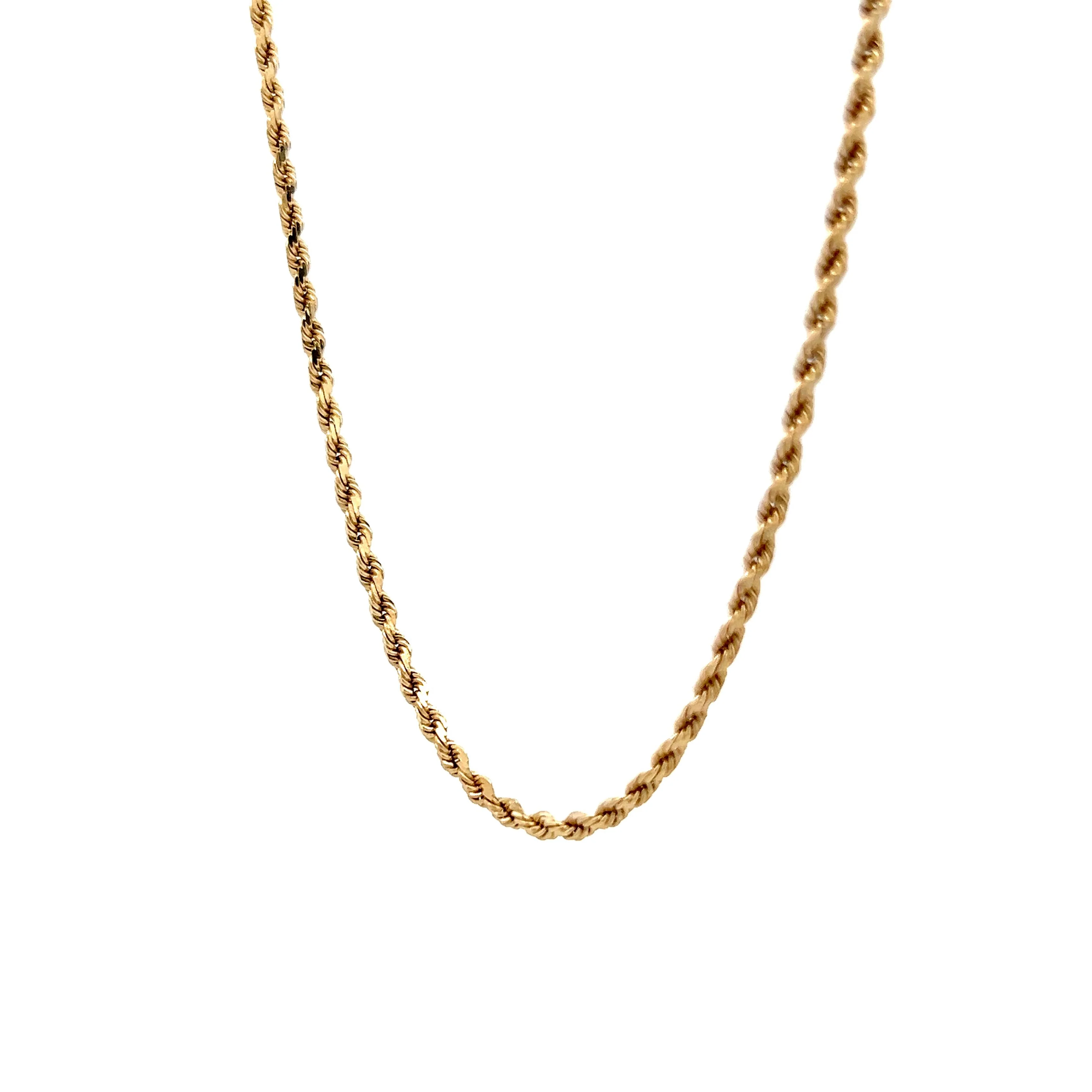 18" Unisex Rope Chain Necklace in 14k Yellow Gold - Image 2