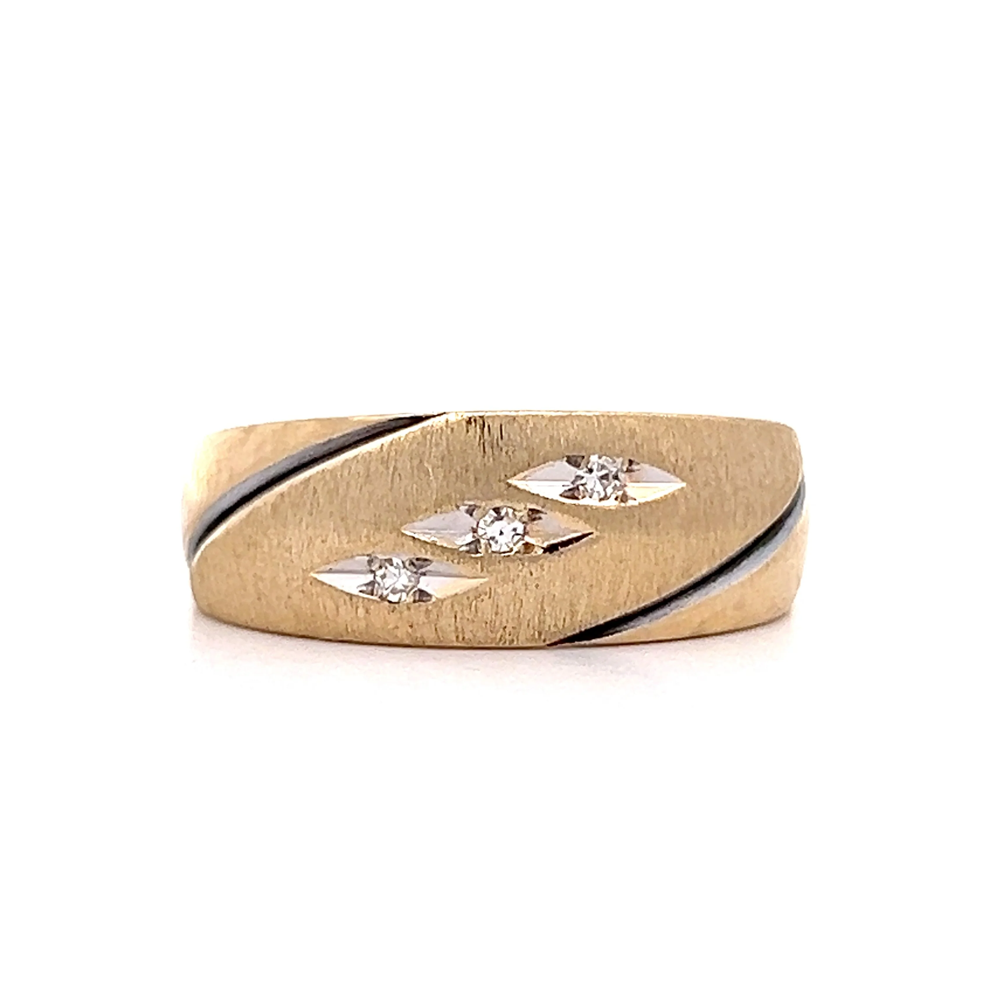 .18 Vintage Mens Diamond Wedding Band in 14k Yellow Gold