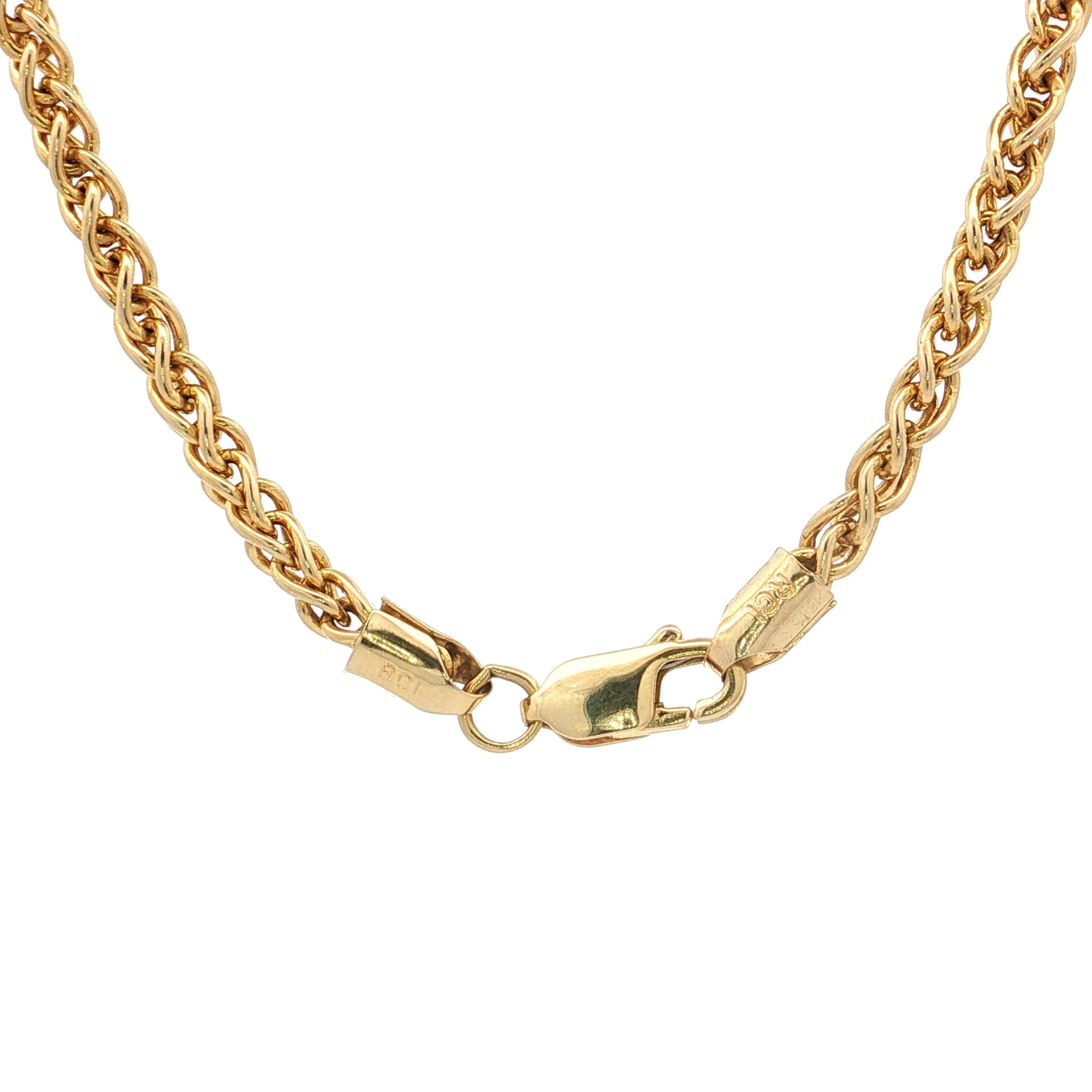 18" Woven Wheat Chain Necklace 14k Yellow Gold - Image 4