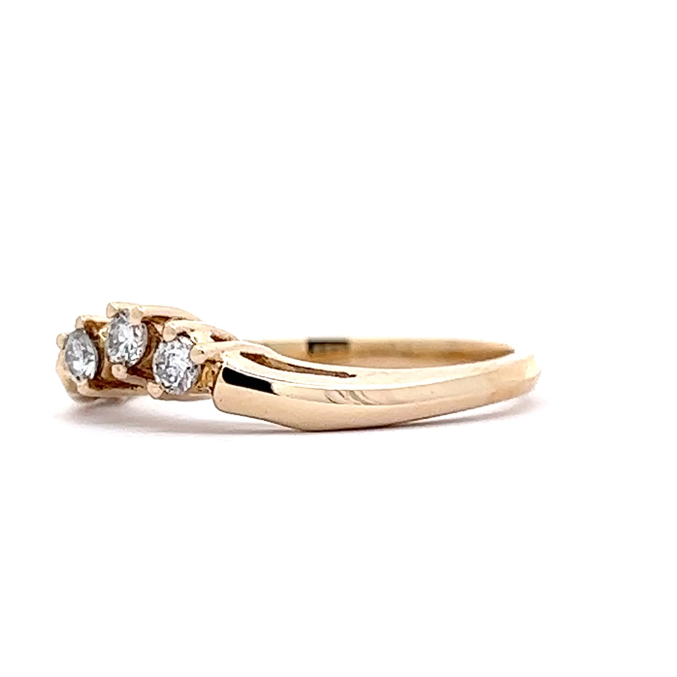 .18 Three Stone Contoured Wedding Band in 14k Yellow Gold - Image 2
