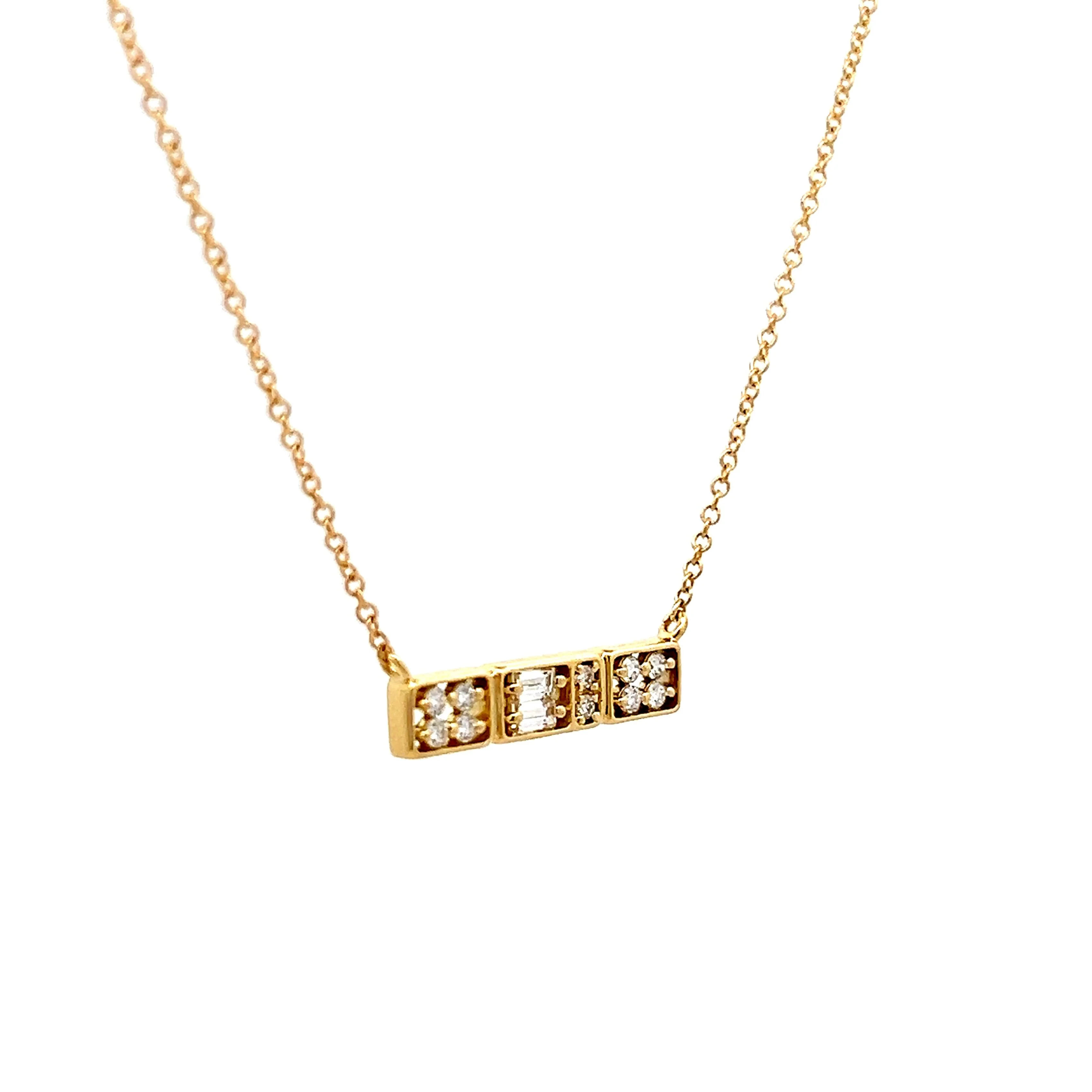 .19 Baguette & Round Diamond Pendant Necklace in 14k - Image 3