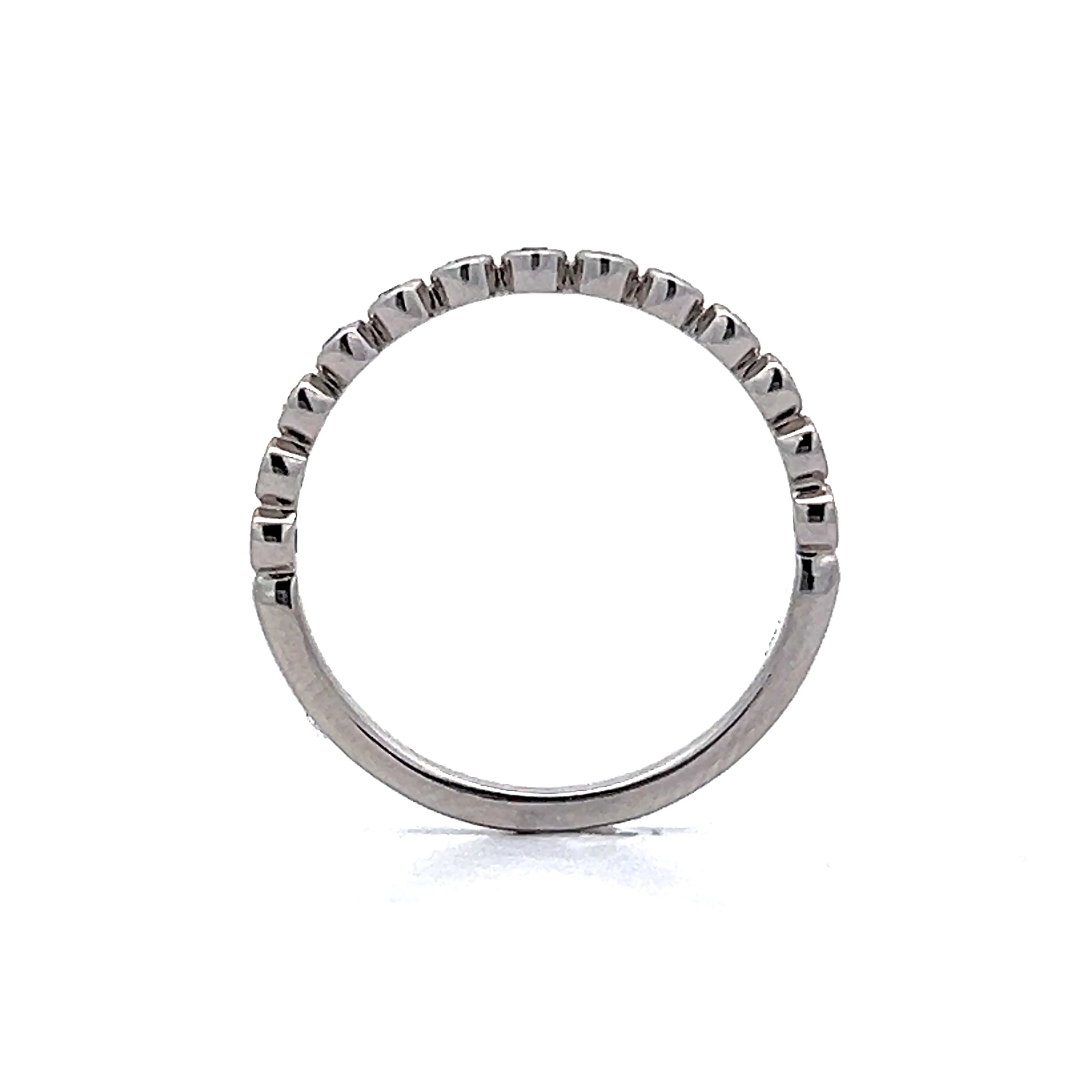 .19 Bezel Diamond Wedding Band in 14k White Gold - Image 4