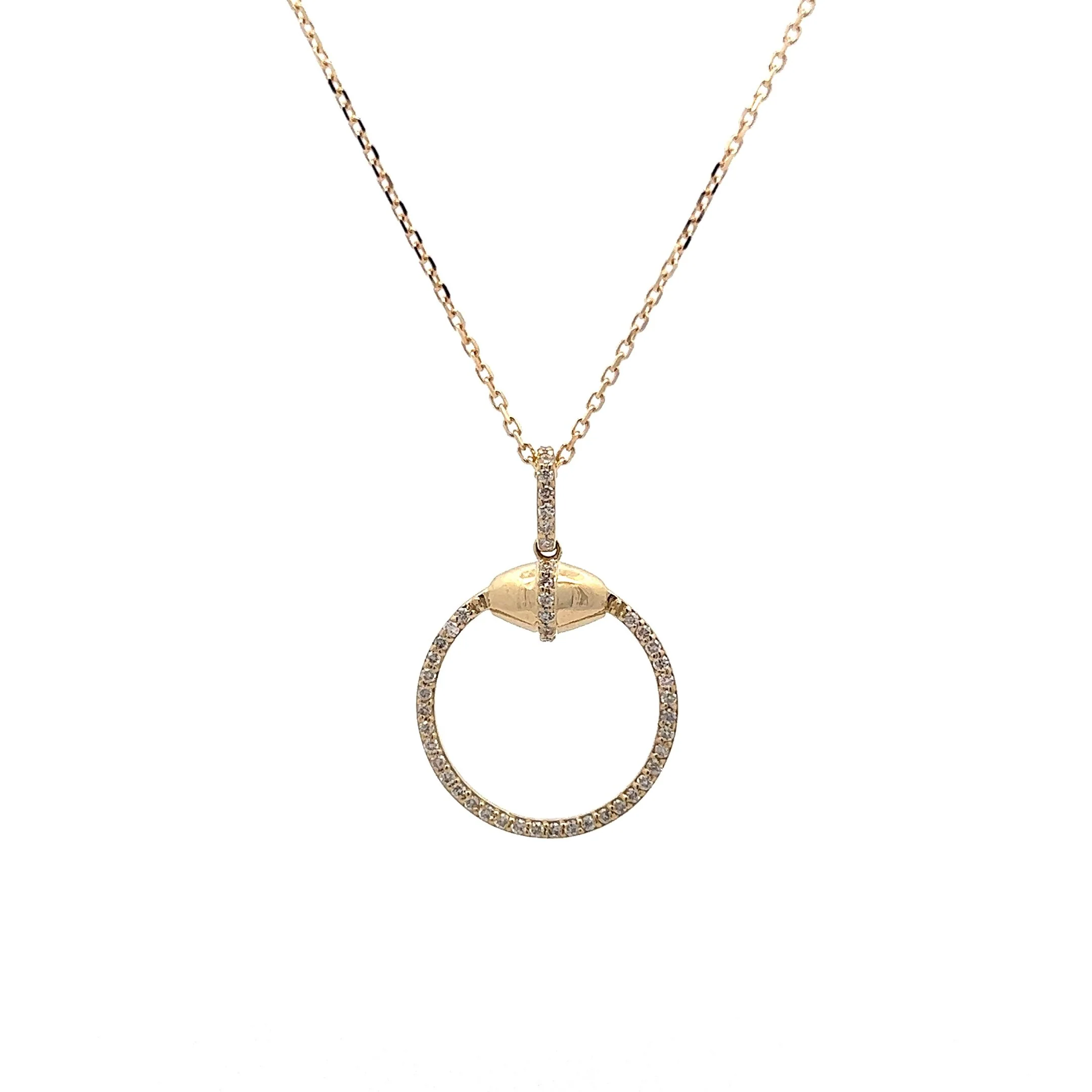 .19 Diamond Pave Pendant Necklace in 14k Yellow Gold