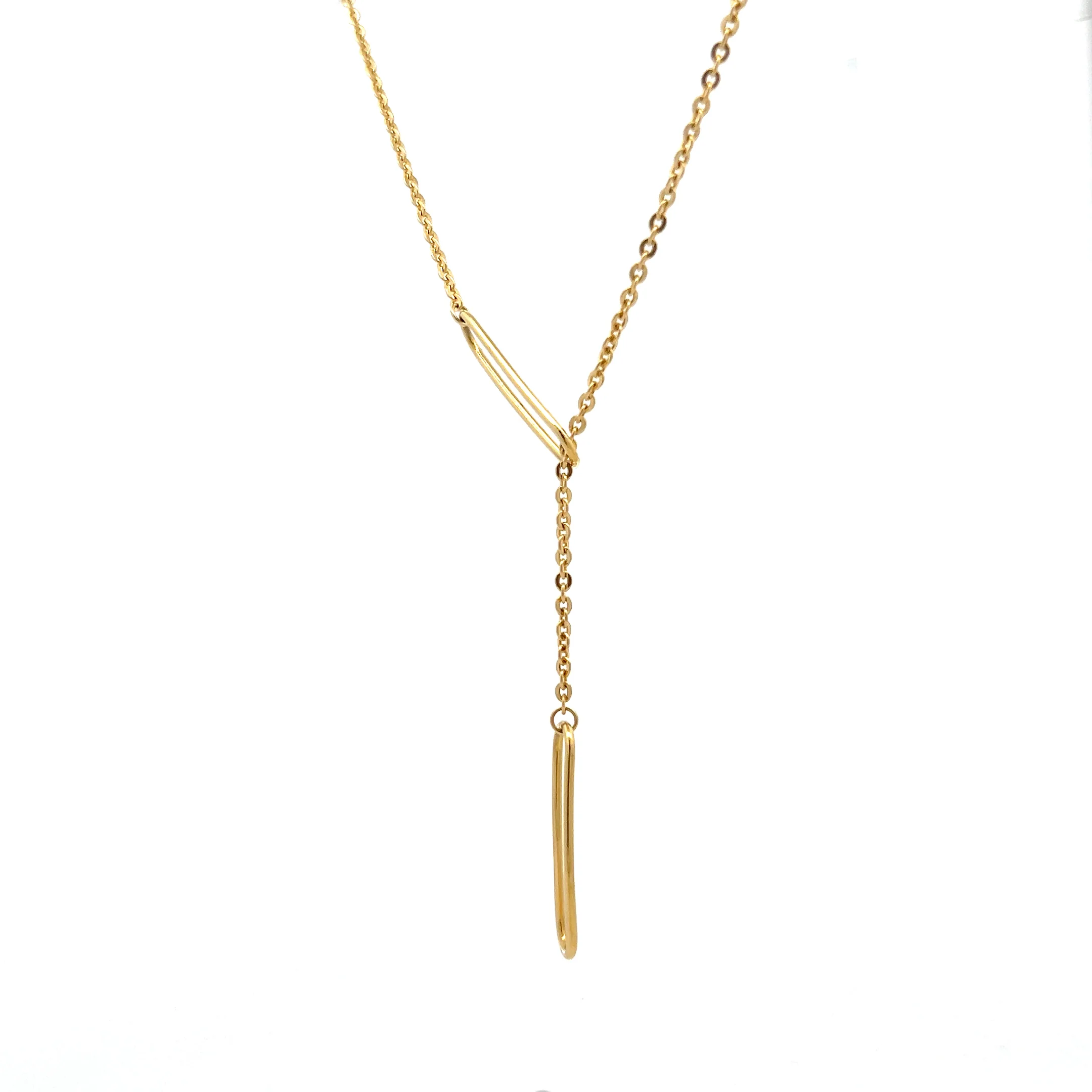 19" Lariat Cable Link Chain Necklace 18k Yellow Gold - Image 3