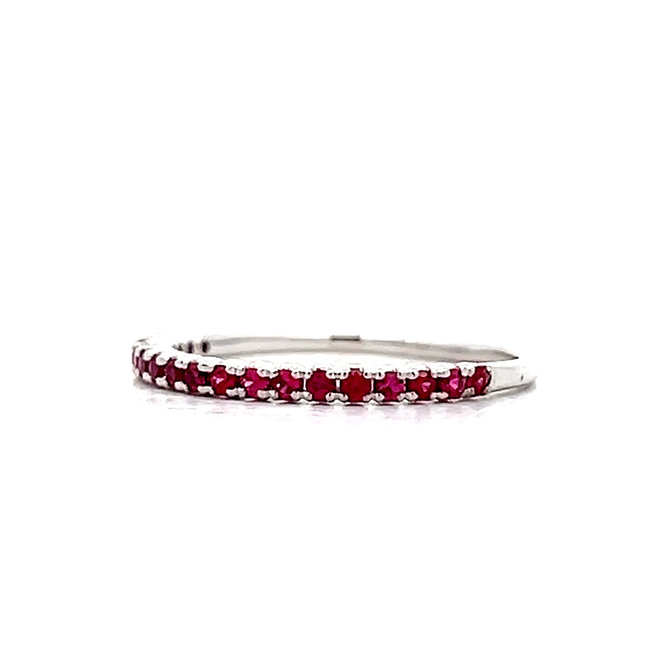 .19 Round Cut Ruby Wedding Band in 18k White Gold - Image 2