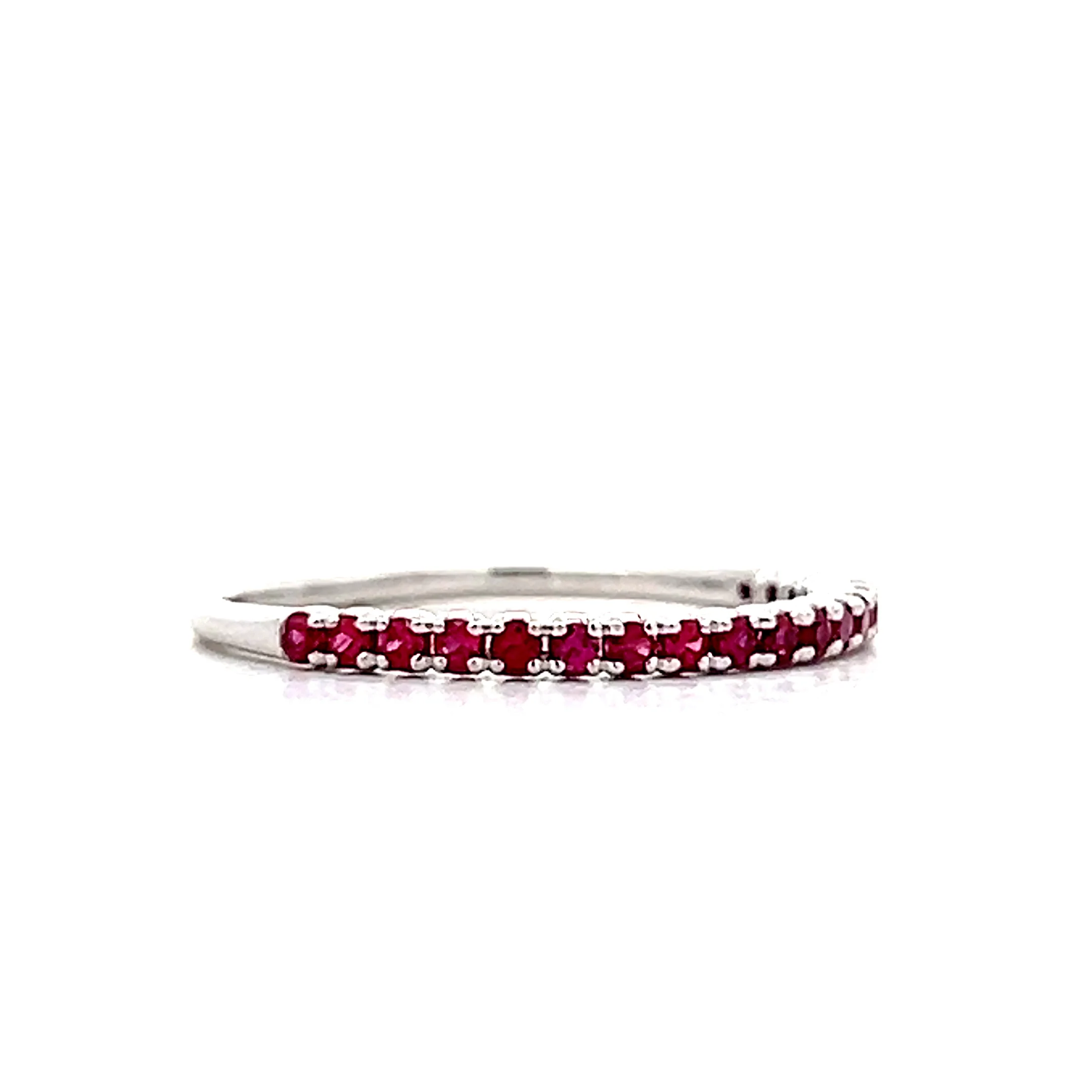 .19 Round Cut Ruby Wedding Band in 18k White Gold - Image 3
