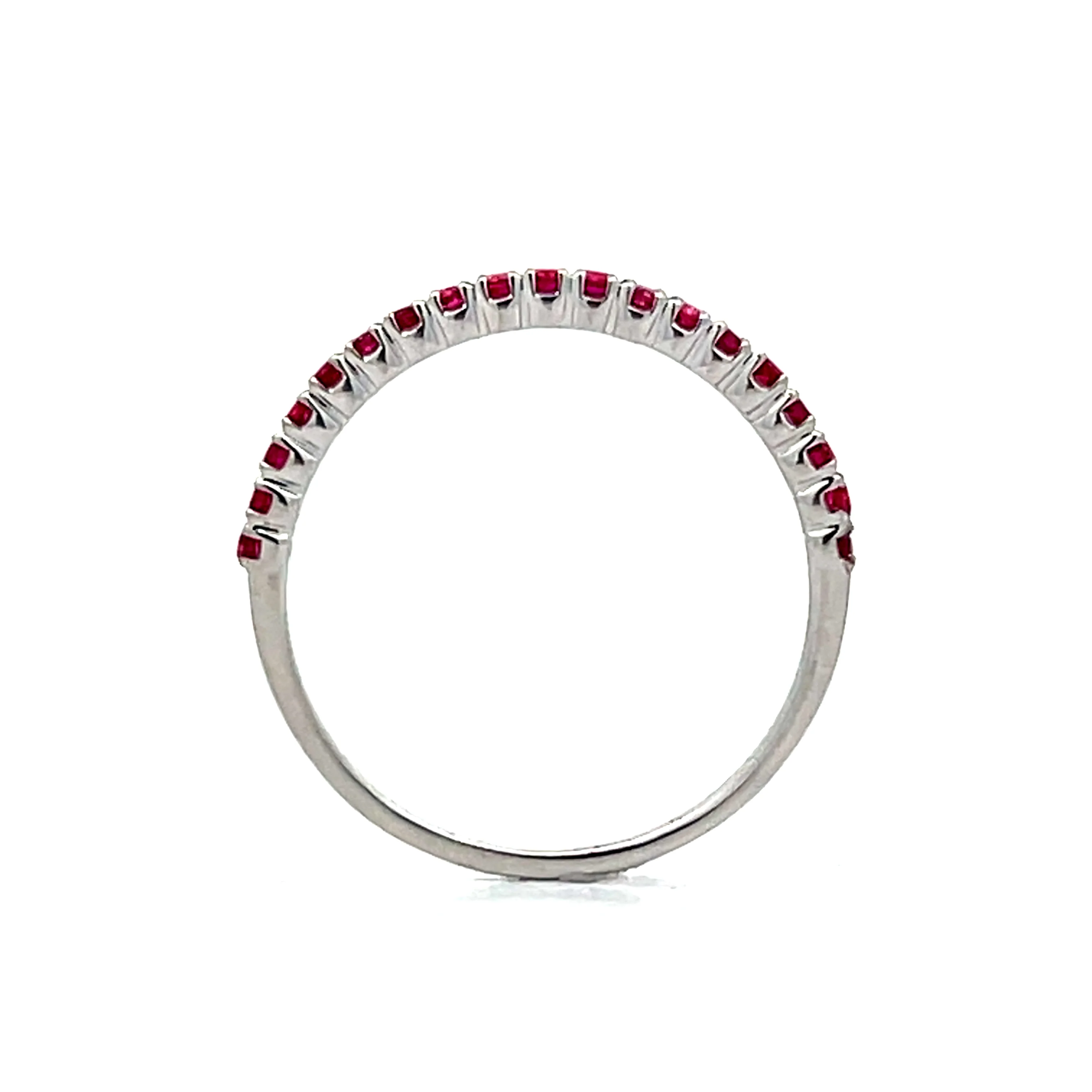 .19 Round Cut Ruby Wedding Band in 18k White Gold - Image 4