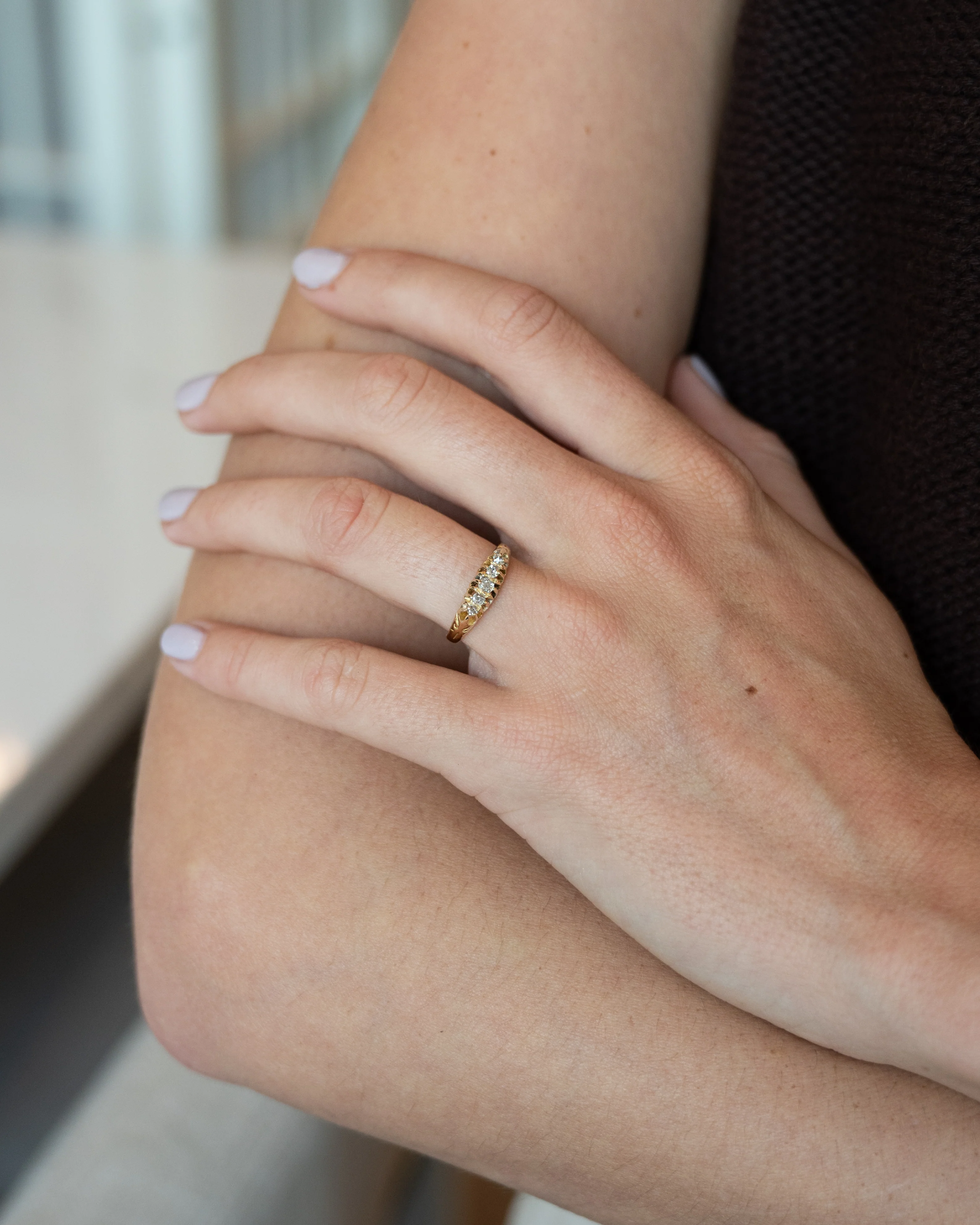 .19 Vintage Victorian Diamond Stacking Ring 18k - Image 7