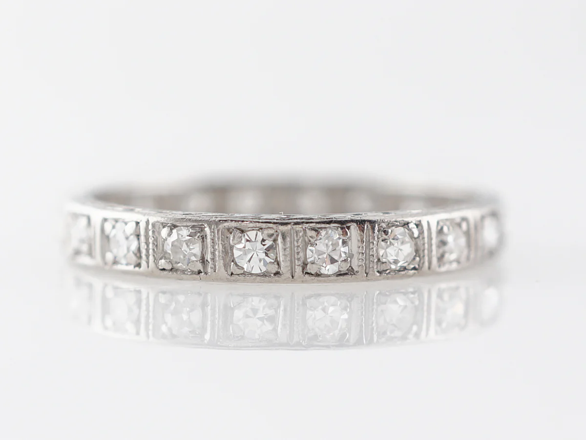 1920's Deco Diamond Eternity Wedding Band in Platinum - Image 2