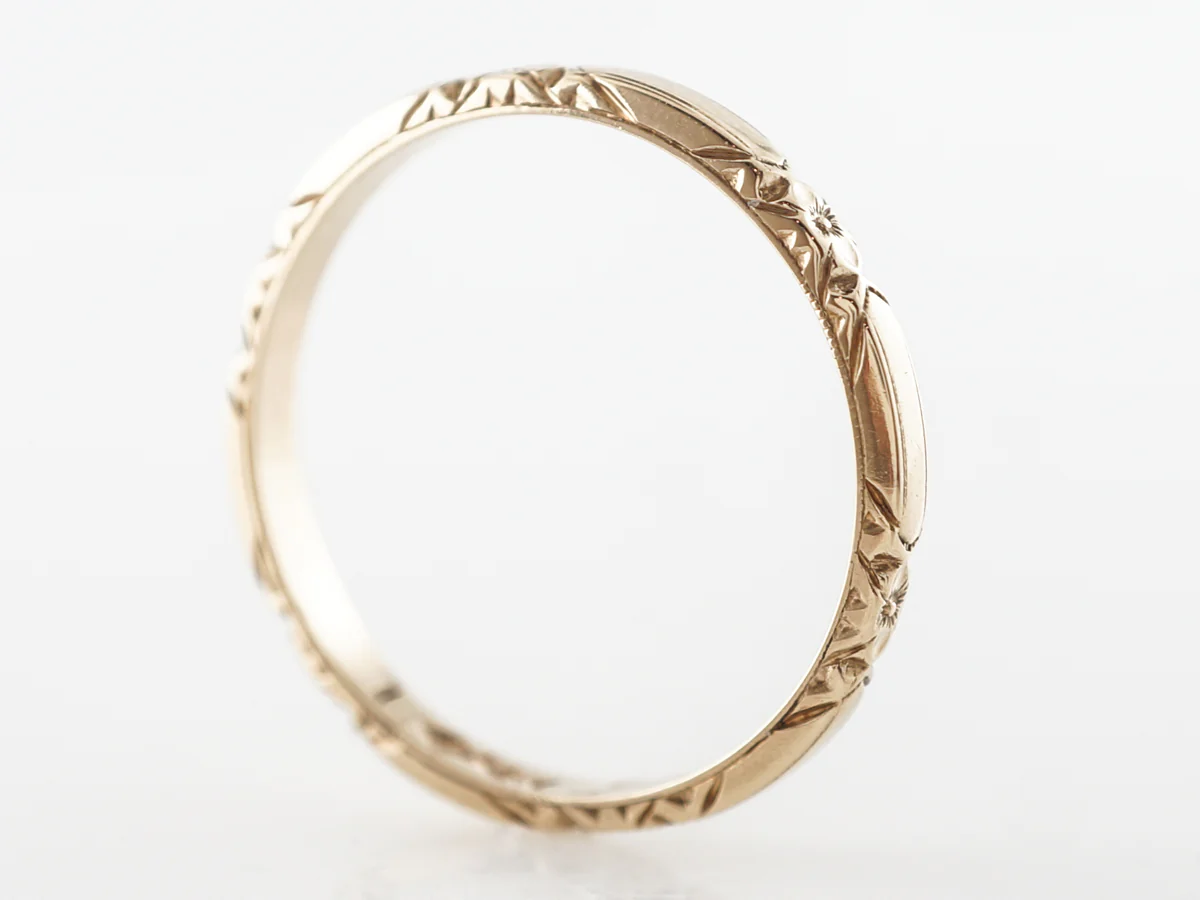 1920's Orange Blossom Wedding Band in 14k Yellow Gold - Image 4