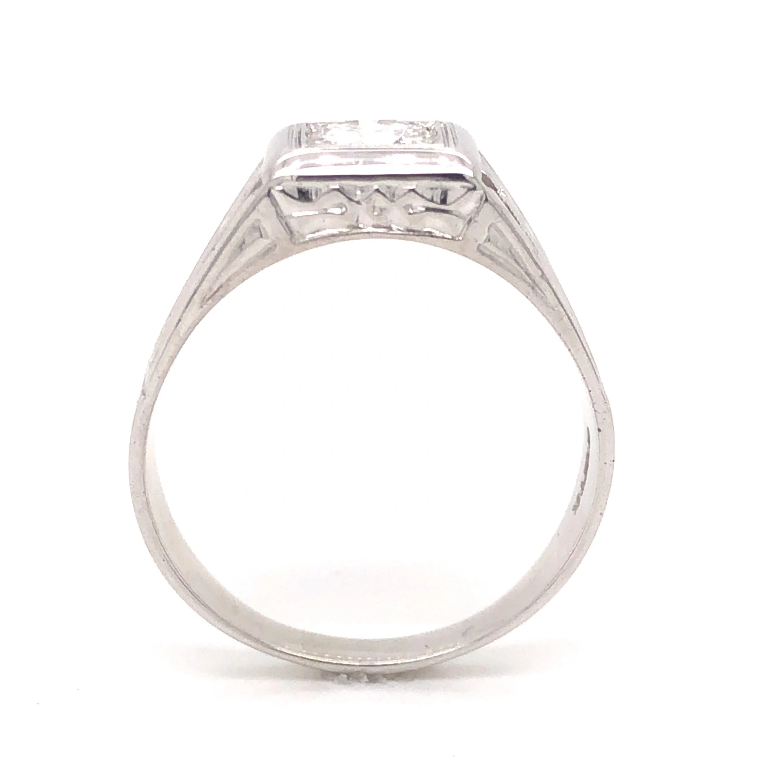 1930's Art Deco Men's Diamond Ring in 14k White Gold - Image 4