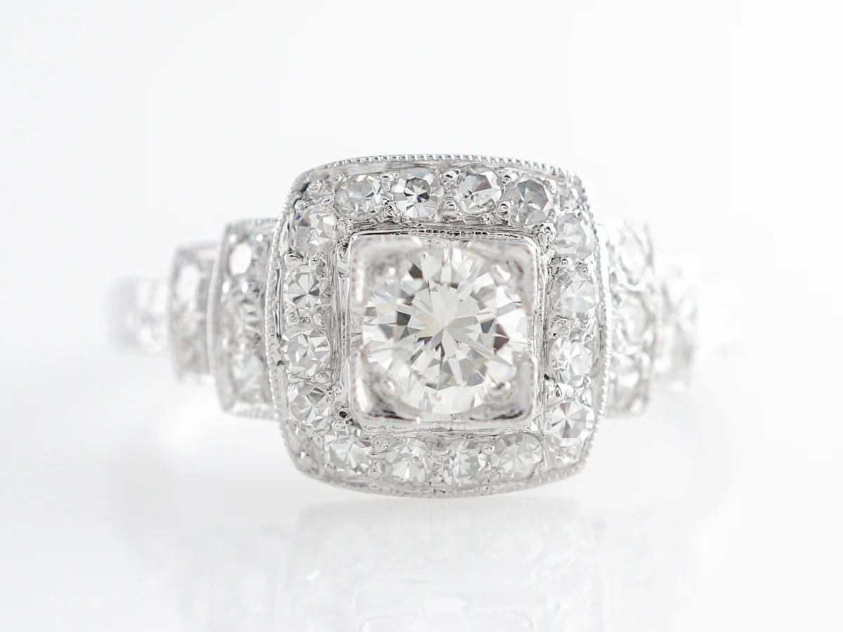 1930's Cluster Diamond Engagement Ring in Platinum