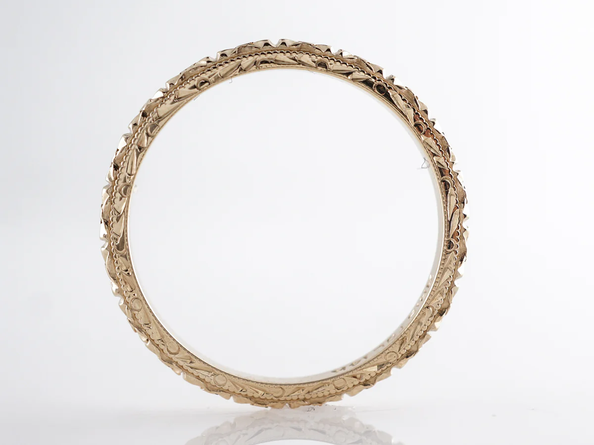 1930's Deco Orange Blossom Wedding Band in 14k Yellow Gold - Image 3