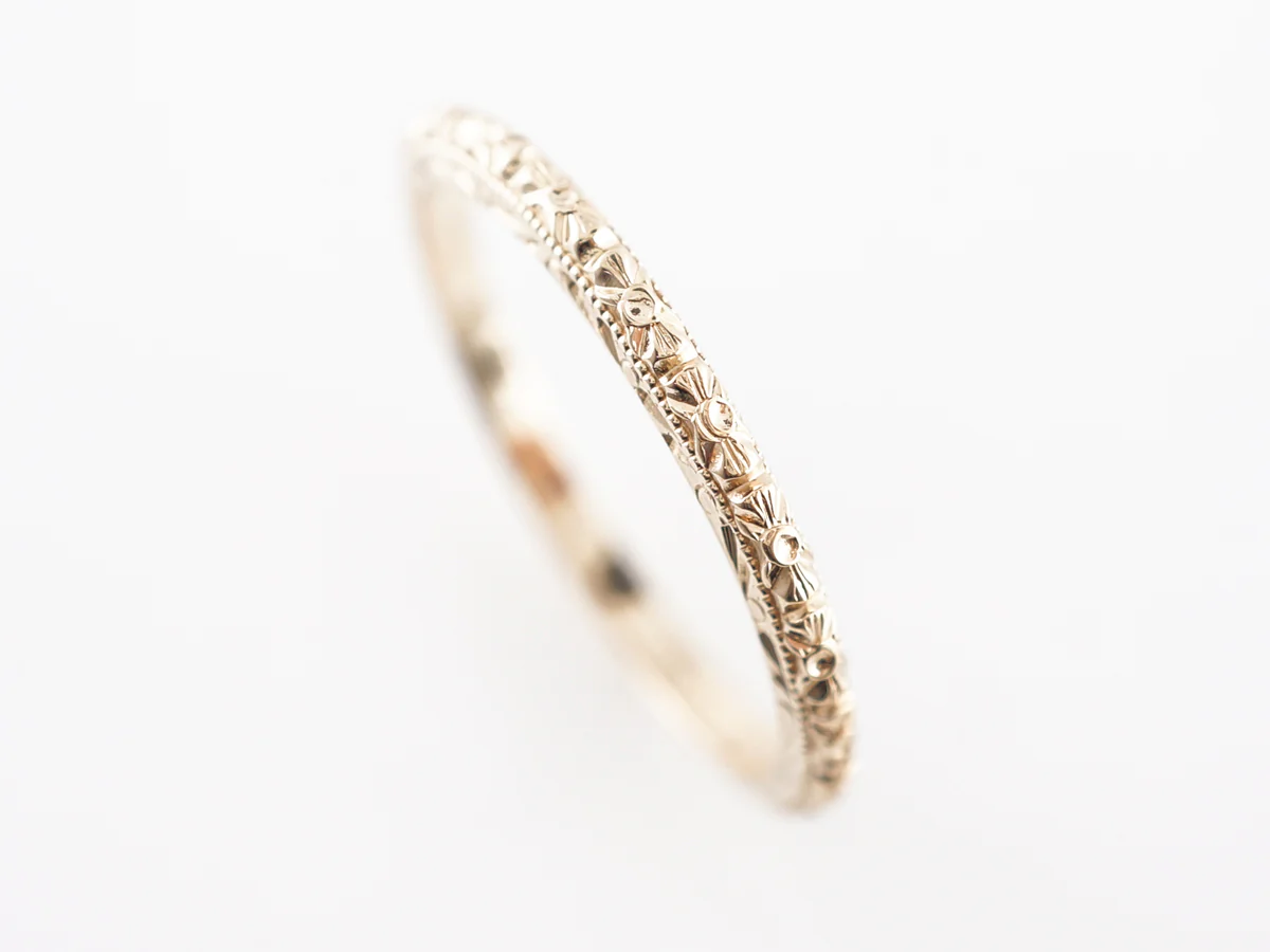 1930's Deco Orange Blossom Wedding Band in 14k Yellow Gold - Image 5