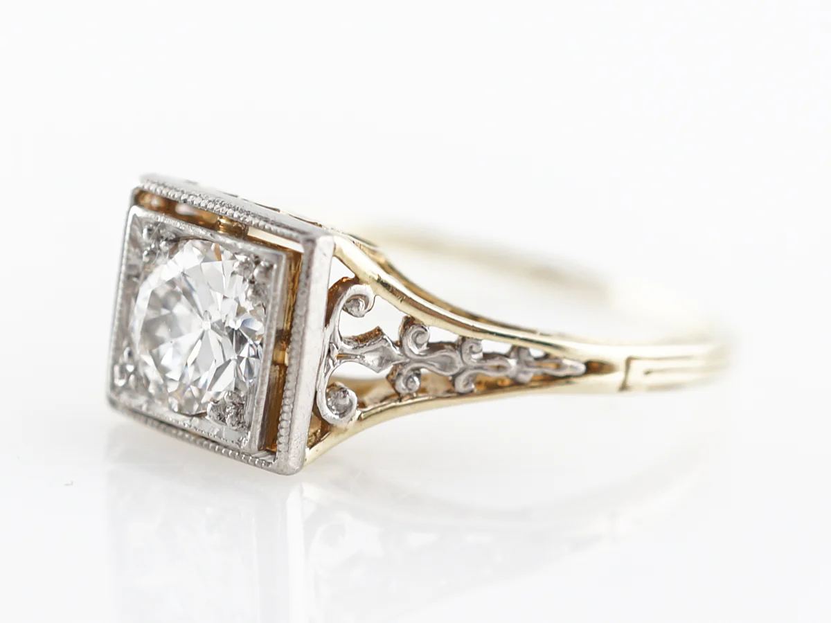 1930's Diamond Solitaire Two-Tone Engagement Ring - Image 2