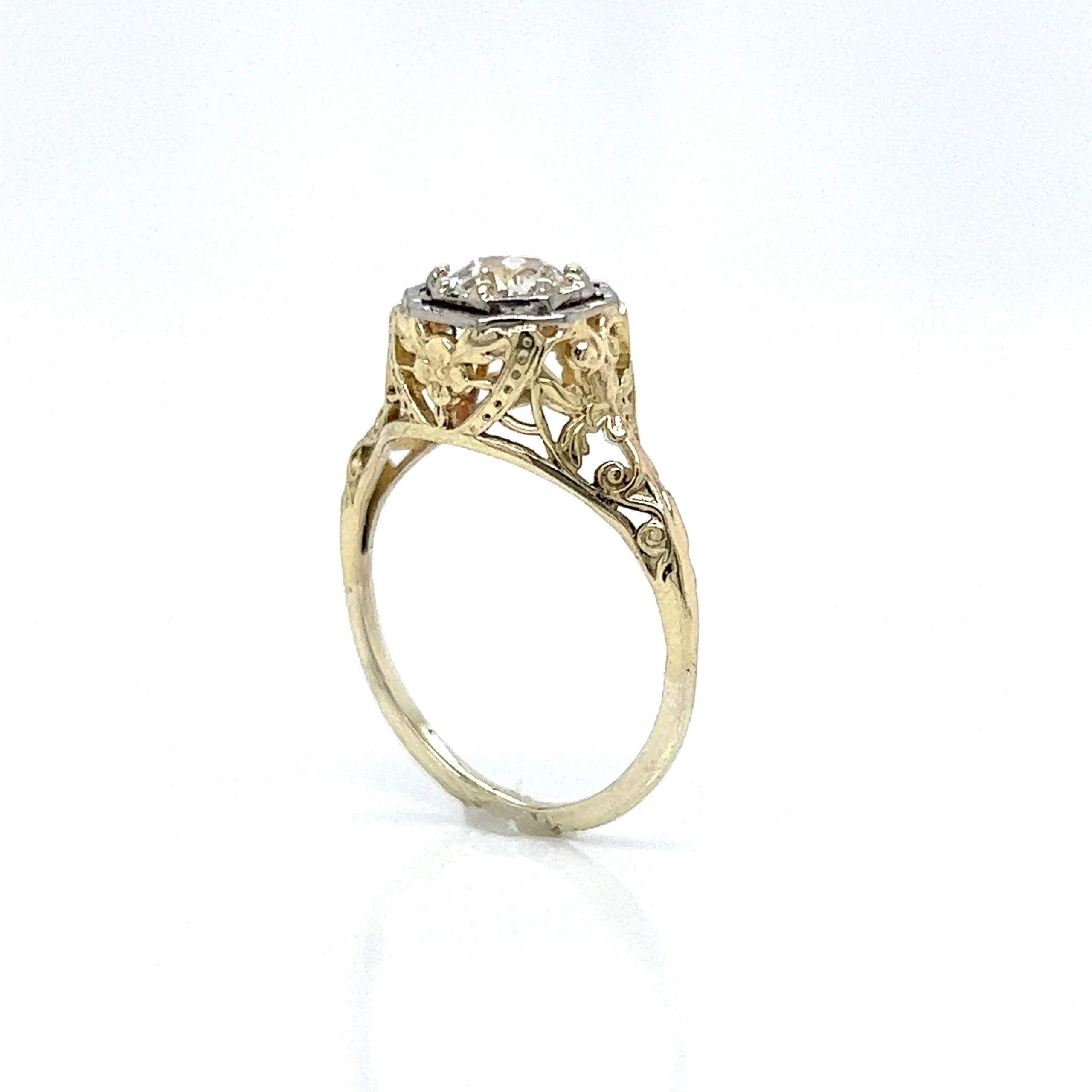 1930's Filigree Diamond Engagement Ring in 14k Gold - Image 5