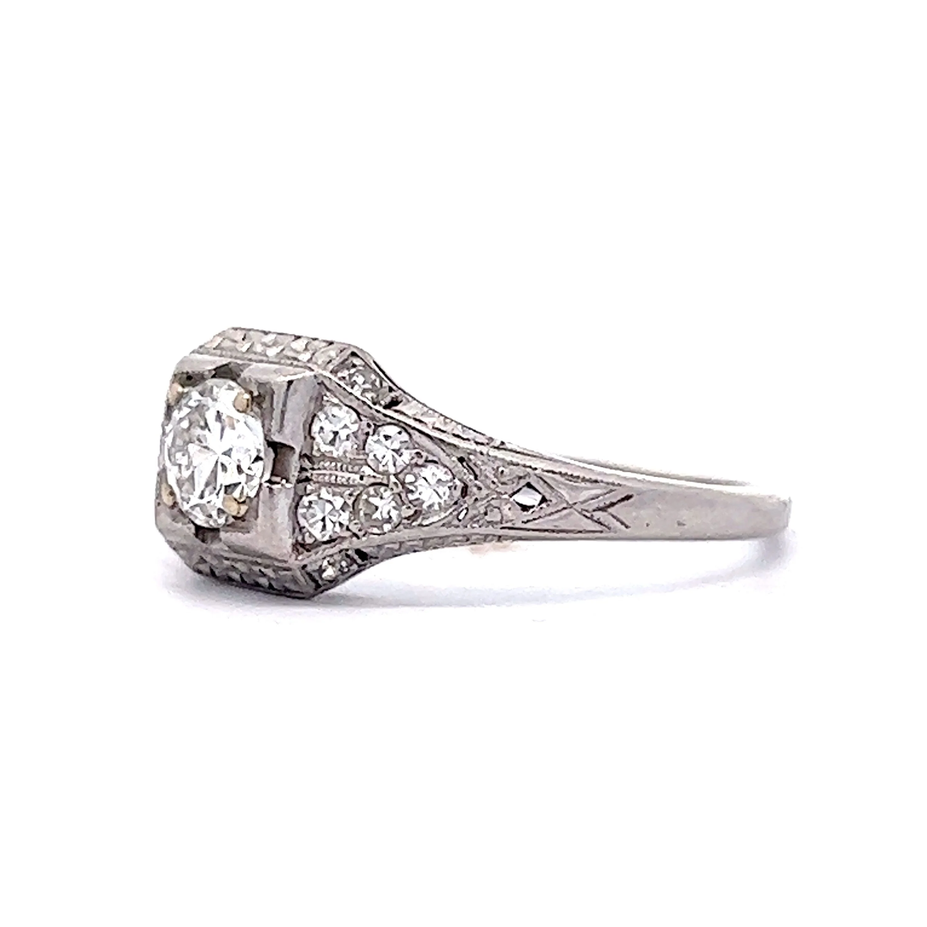1930's Old European Cut Diamond Engagement Ring in Platinum - Image 2