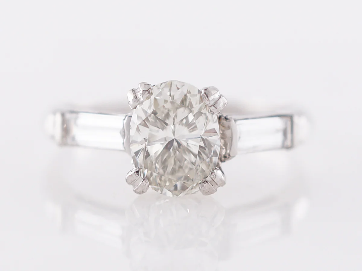 1950's Oval Cut Diamond Engagement Ring in Platinum