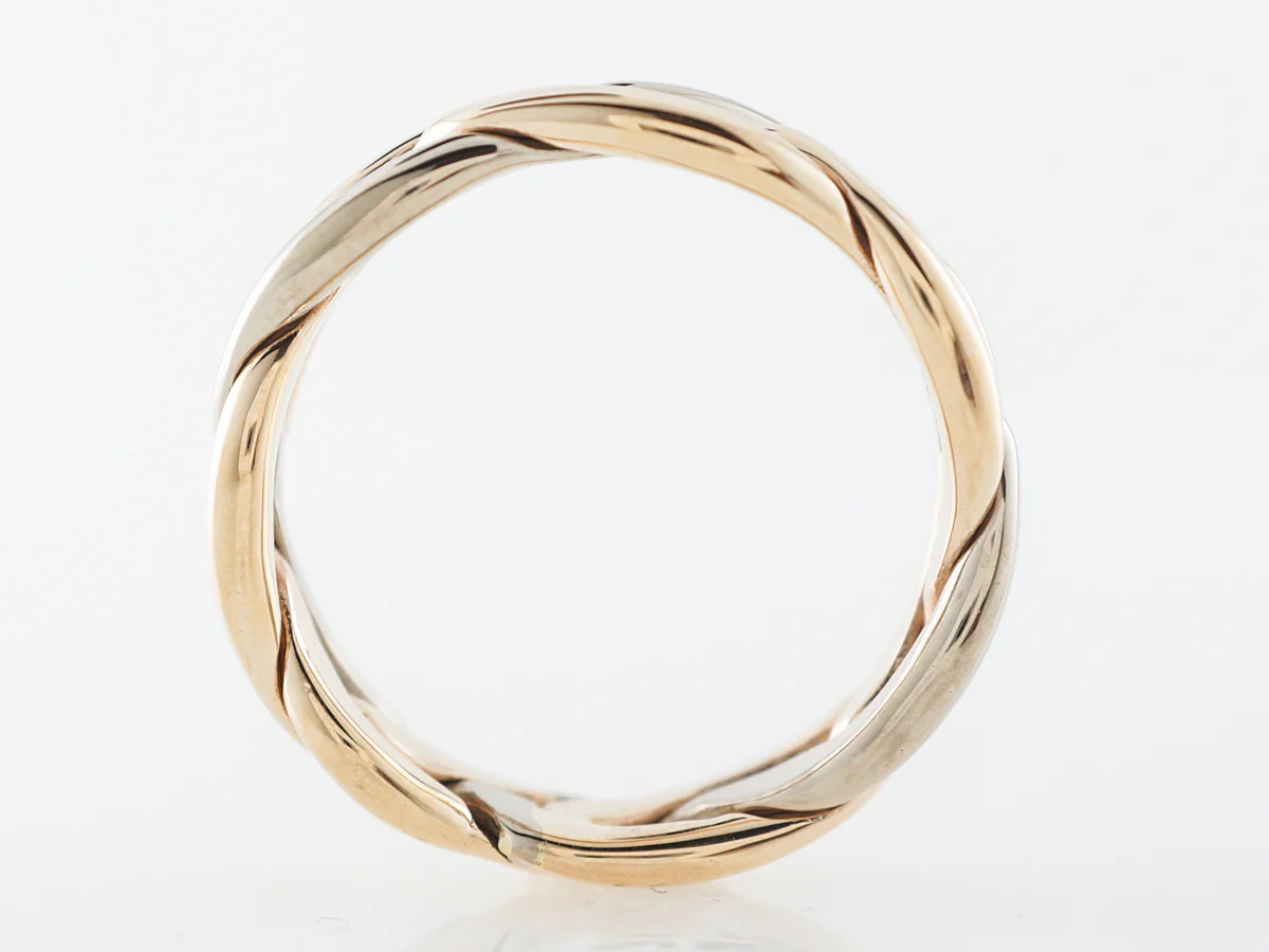 1960's Braided Wedding Band in White, Yellow & Rose Gold - Image 2