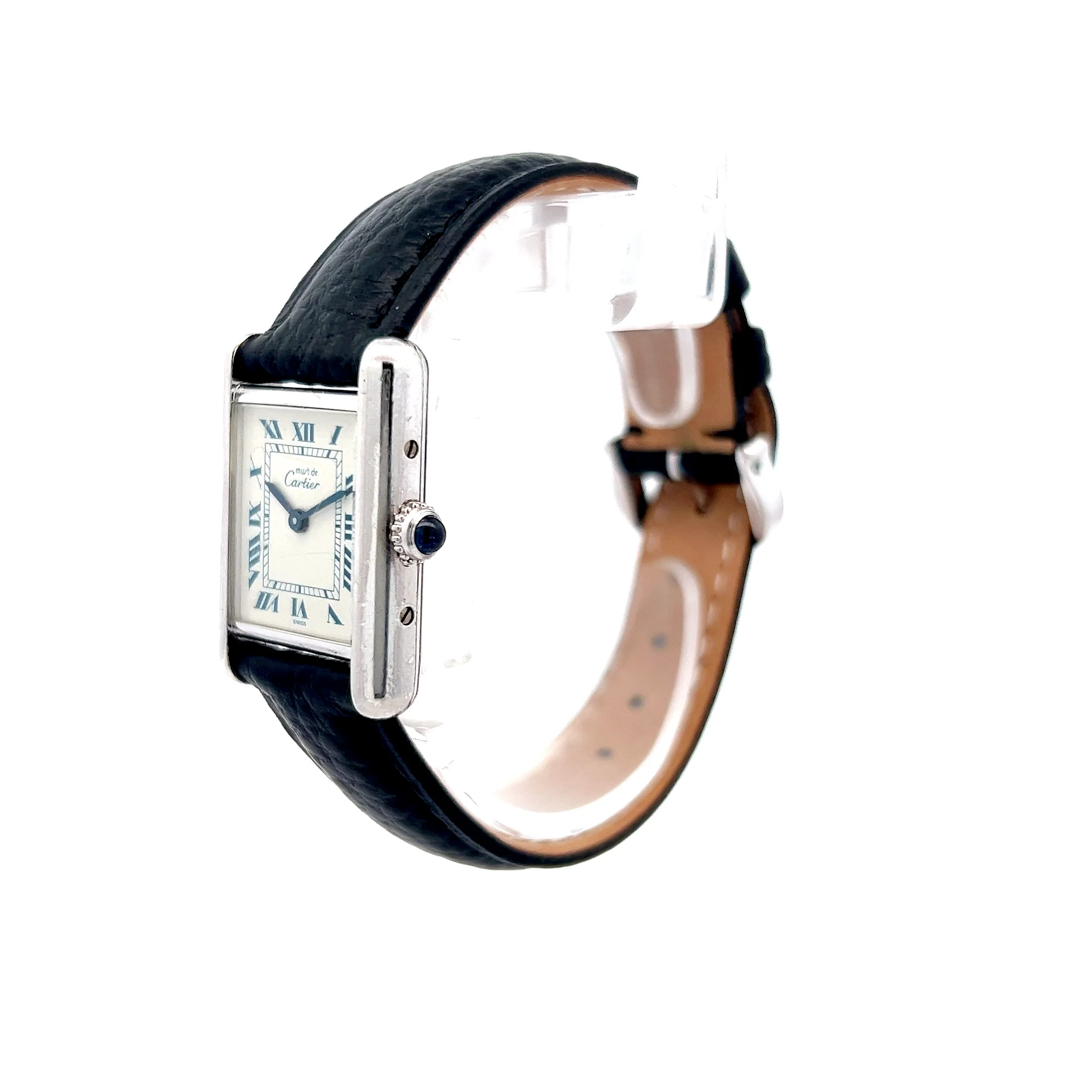 1980s Cartier Tank Small Ladies Watch Sterling Silver - Image 2