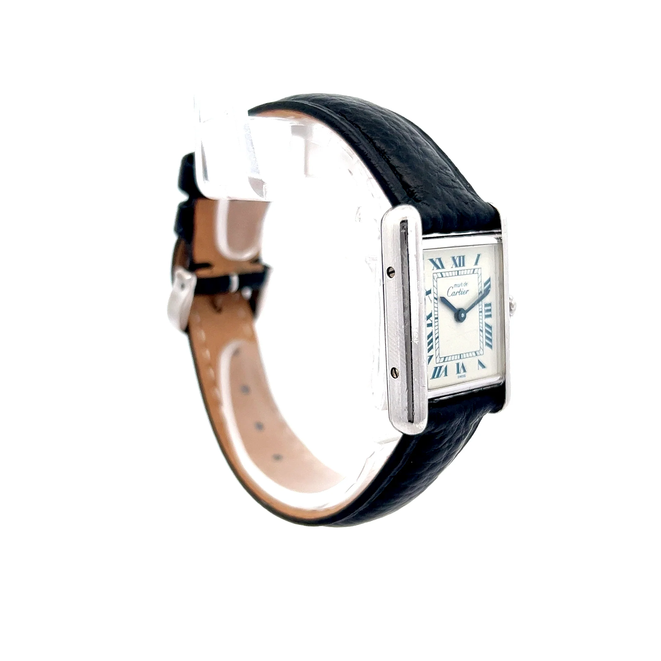 1980s Cartier Tank Small Ladies Watch Sterling Silver - Image 3