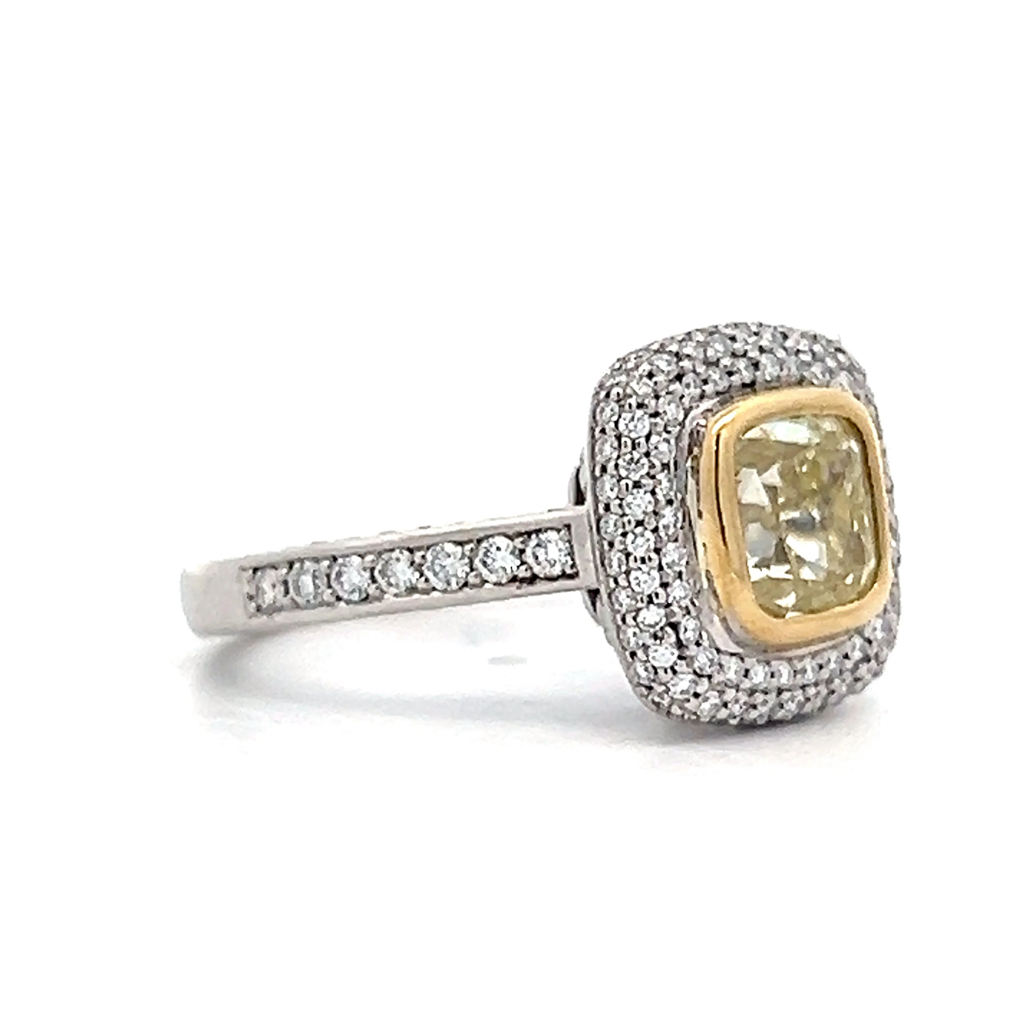 2.00 Cushion Cut Diamond Halo Engagement Ring in 18k - Image 3
