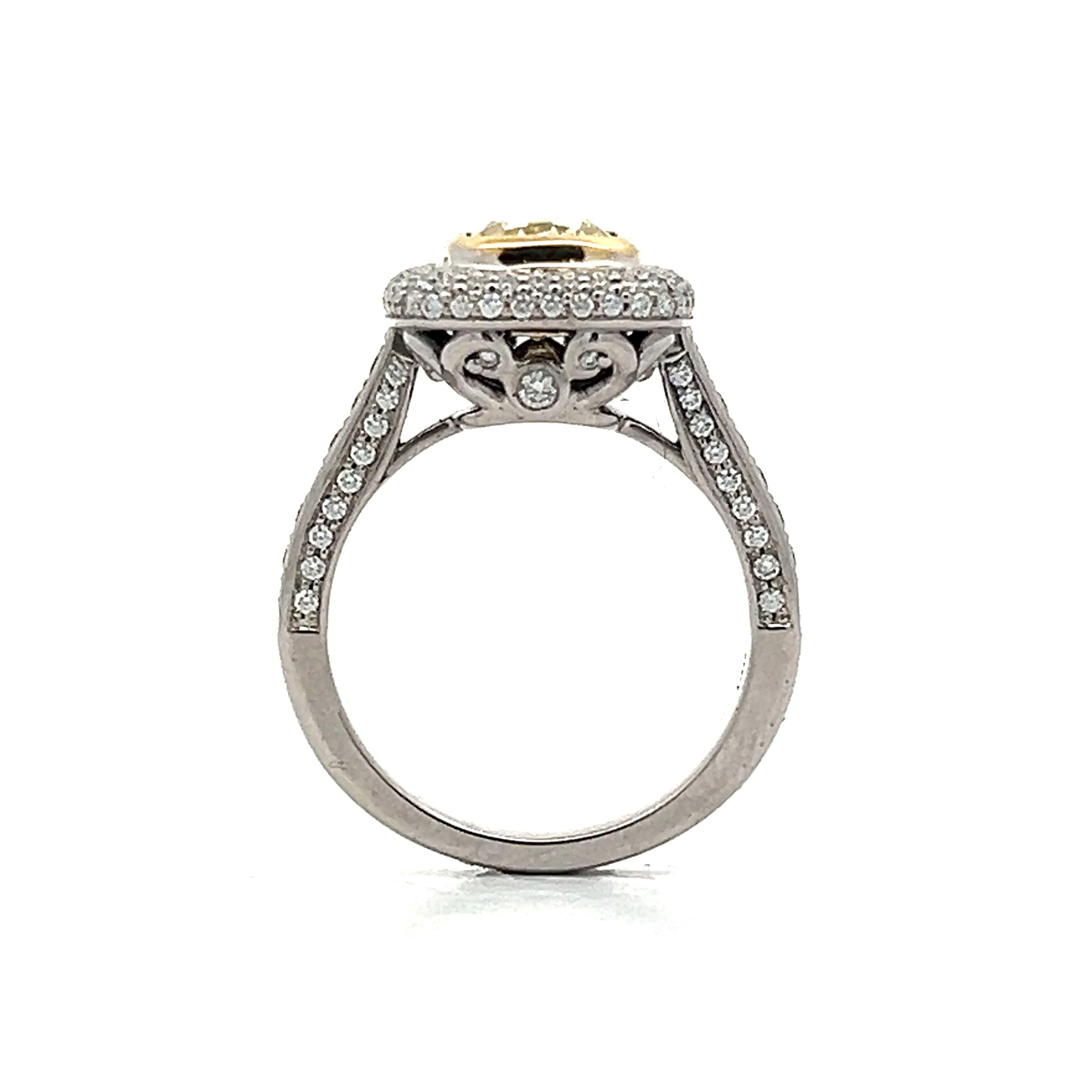2.00 Cushion Cut Diamond Halo Engagement Ring in 18k - Image 4