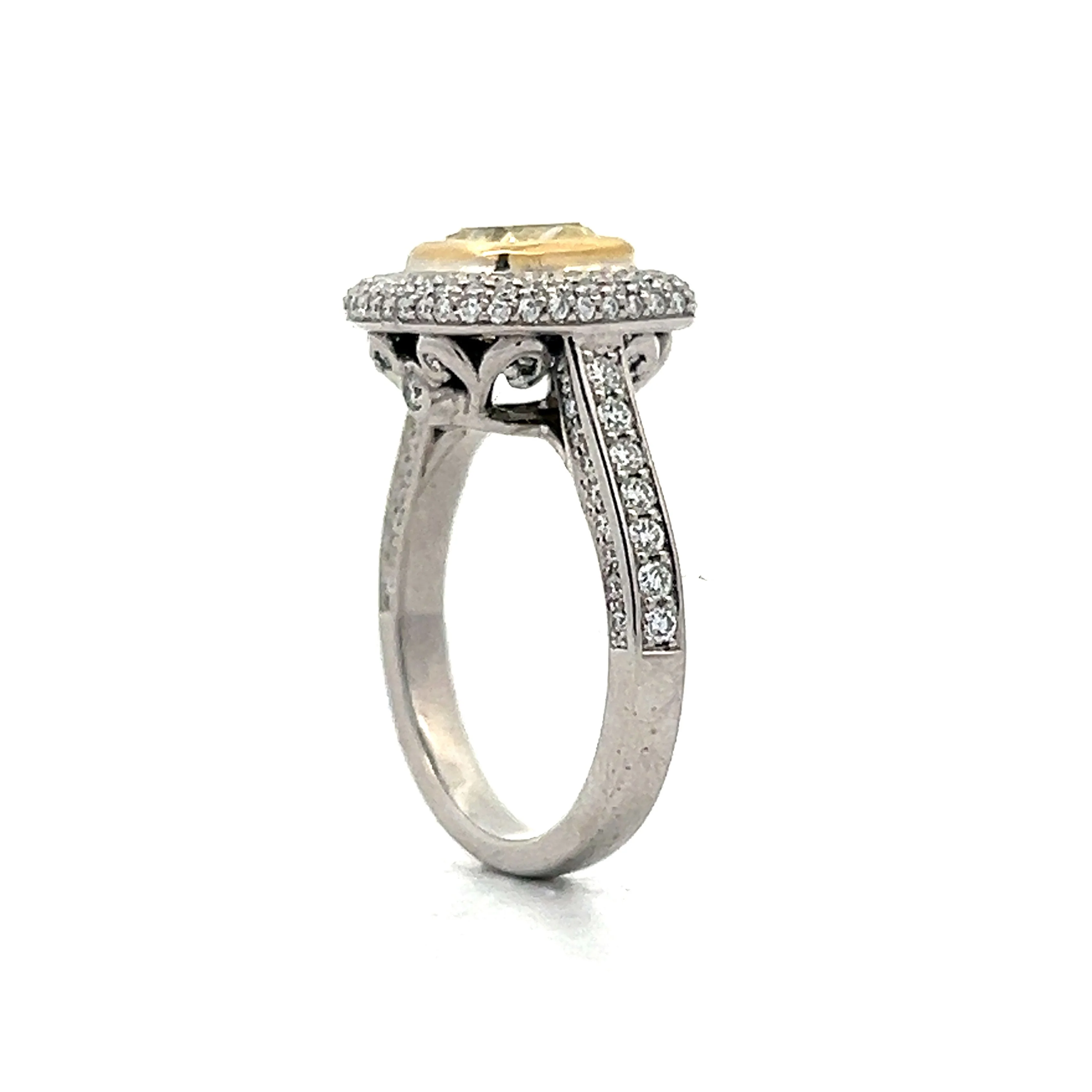 2.00 Cushion Cut Diamond Halo Engagement Ring in 18k - Image 5